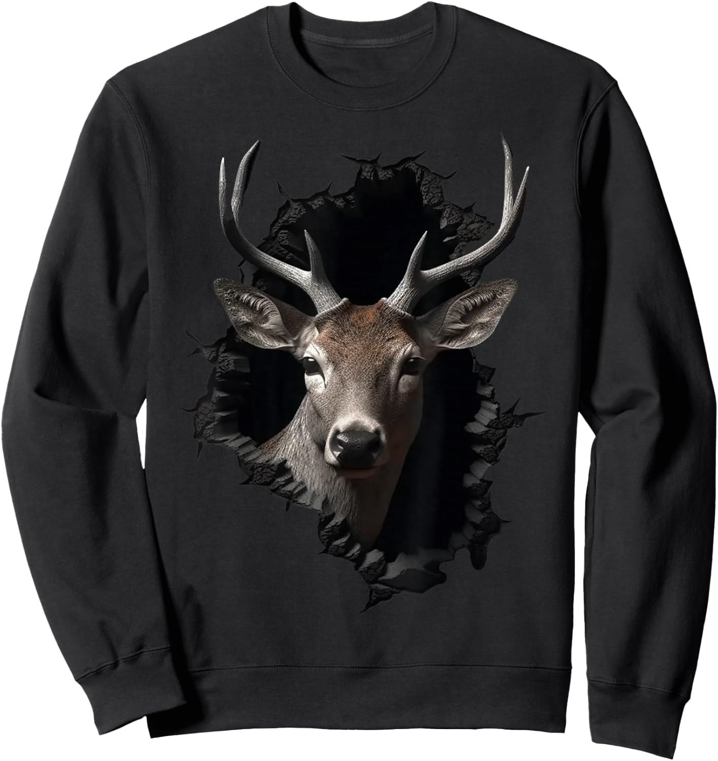 Deer Artwork Wall - Animal Deer Sweatshirt - Sweatshirt | Black
