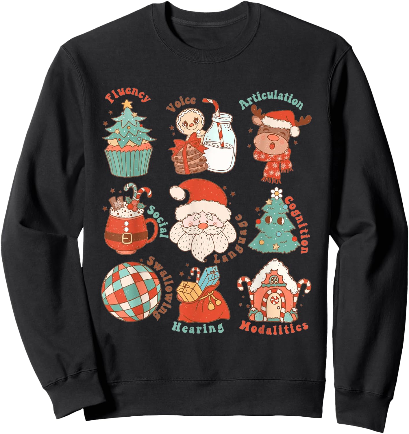 Speech Language Pathologist SLP Merry Christmas Cute Sweatshirt - Sweatshirt | Black