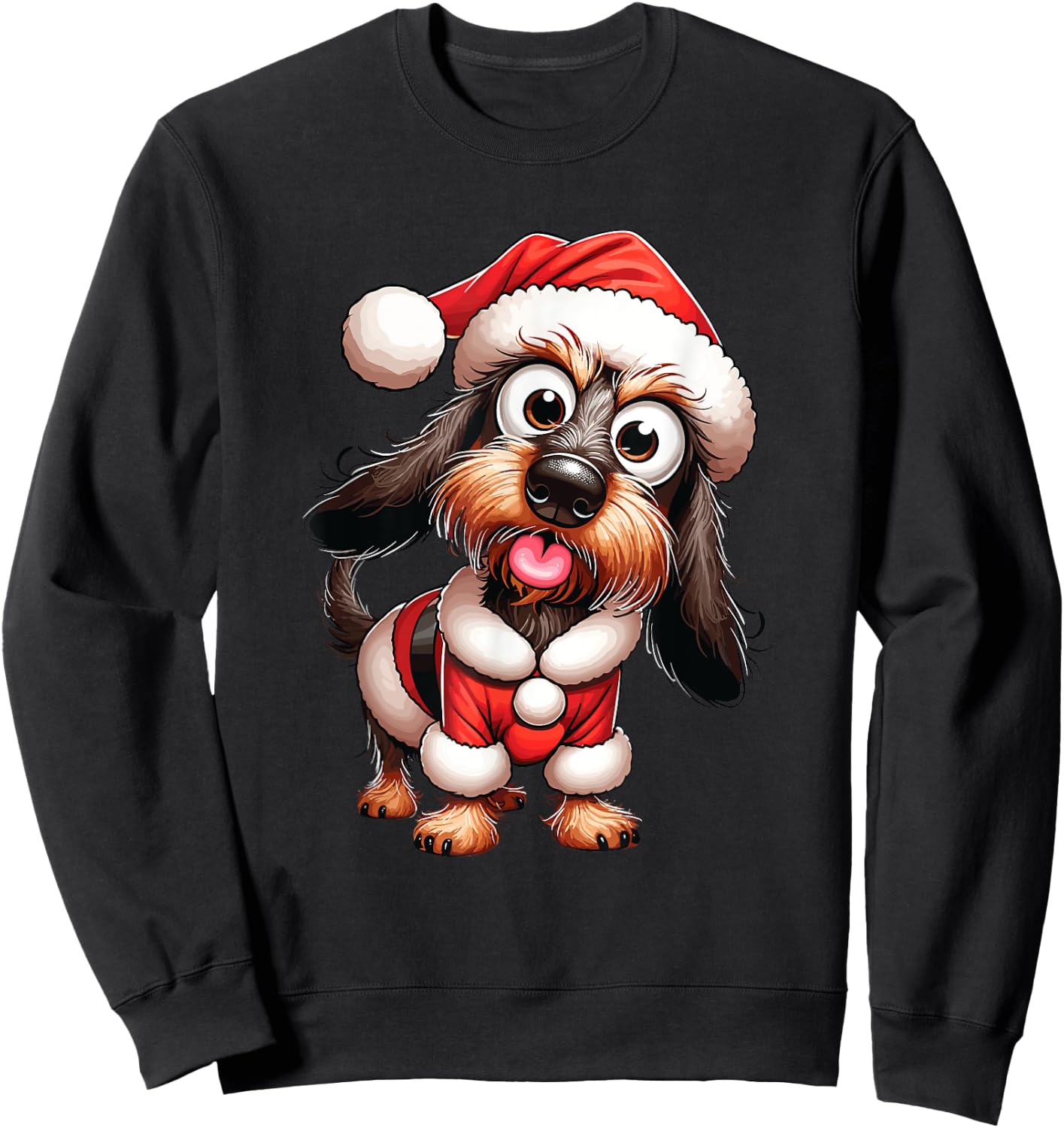 Wire-Haired Dachshund Christmas Xmas Sweatshirt - Sweatshirt | Black