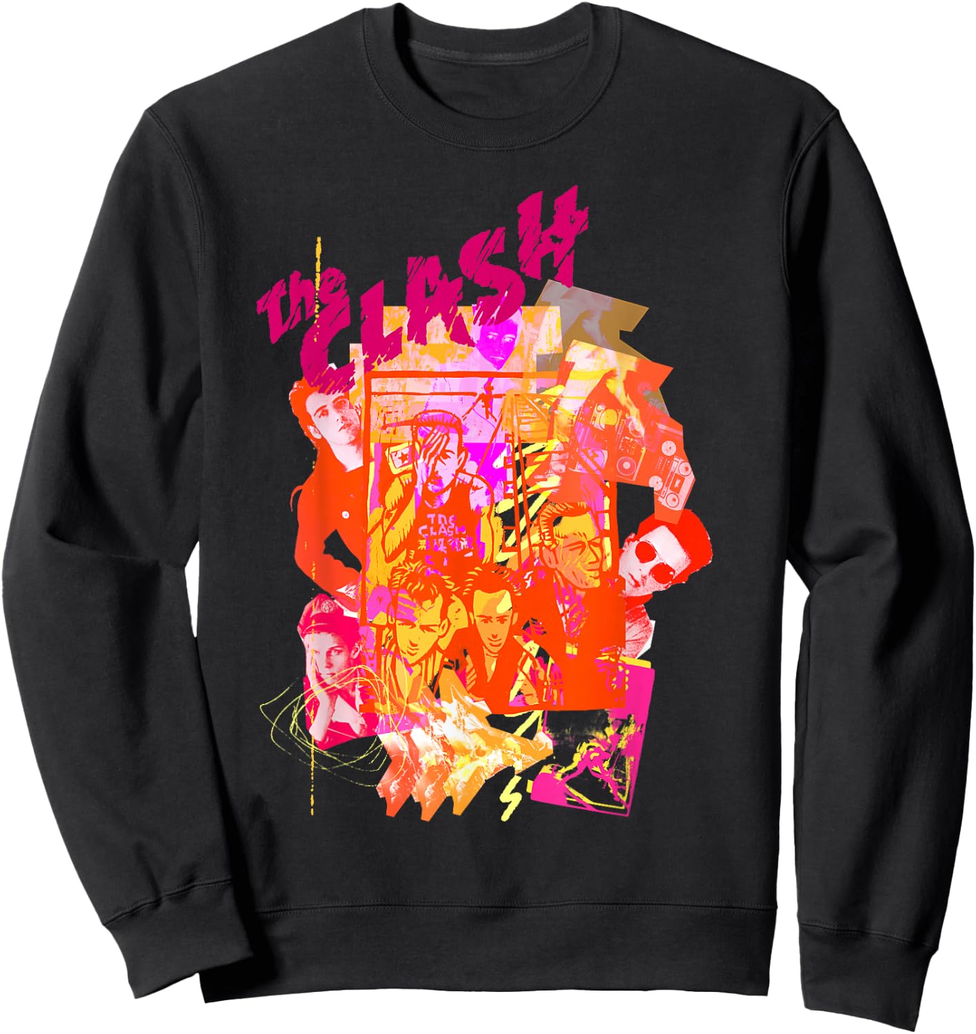 The Clash - Collage Neon Sweatshirt - Sweatshirt | Black