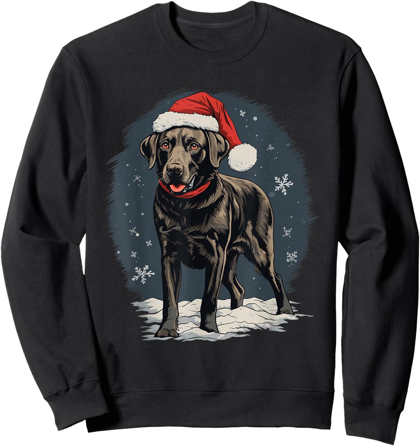 Black Labrador Christmas Santa Hat Xmas Pajama Sweatshirt - Sweatshirt | Black