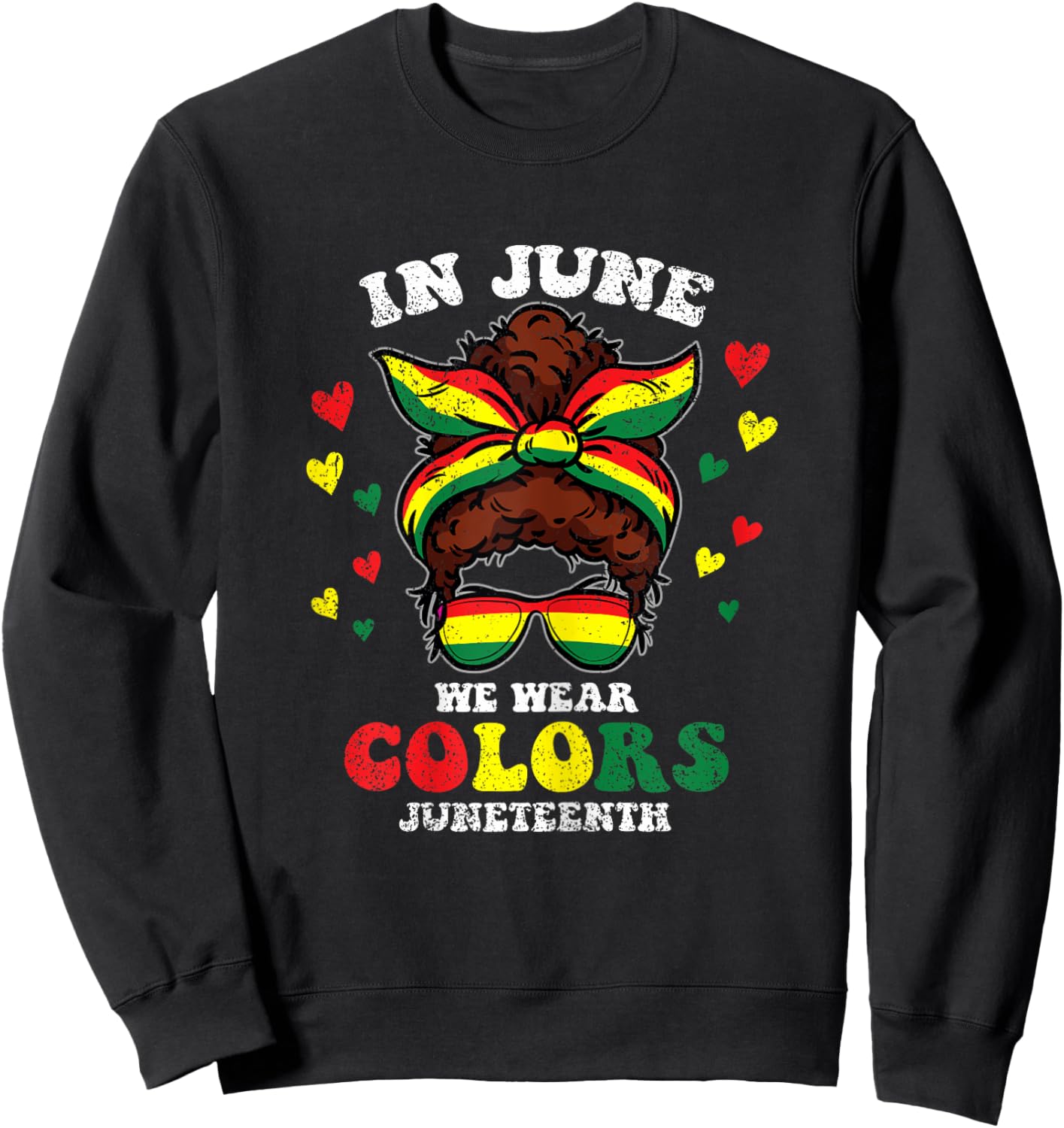 Afro Messy Bun Juneteenth Cute Black History African Girls Sweatshirt - Sweatshirt | Black