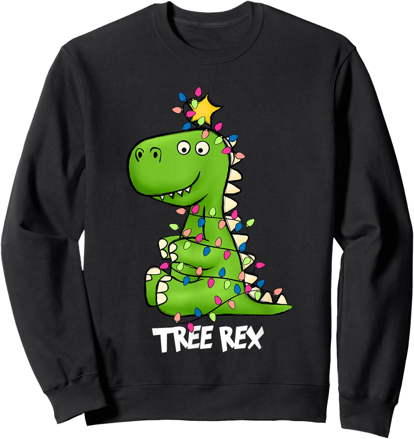 Tree Rex Funny Xmas Trex Boys Toddler Christmas Dinosaur Sweatshirt - Sweatshirt | Black