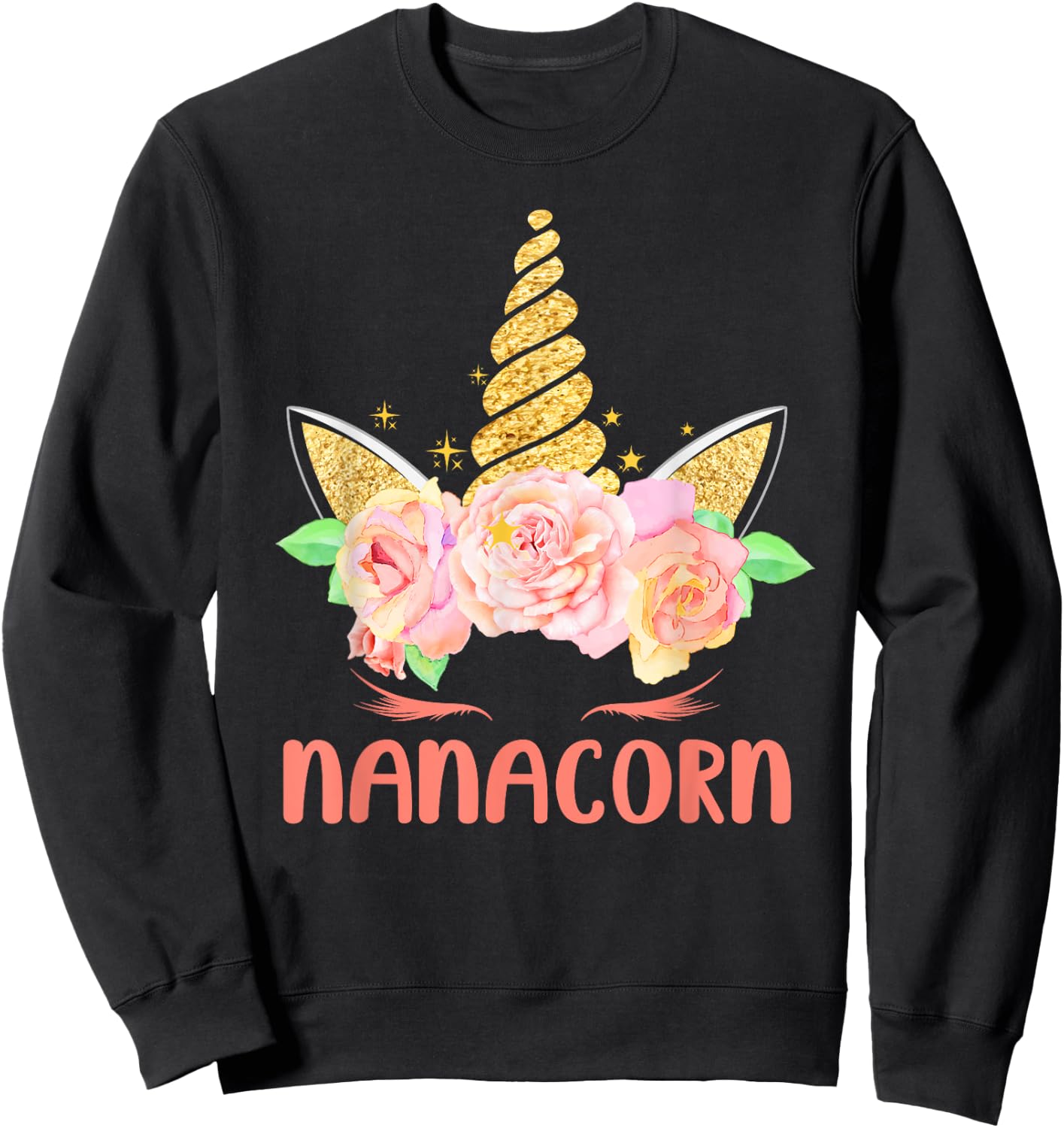 Funny Nanacorn Unicorn Mama Lover Family Matching Costume Sweatshirt - Sweatshirt | Black