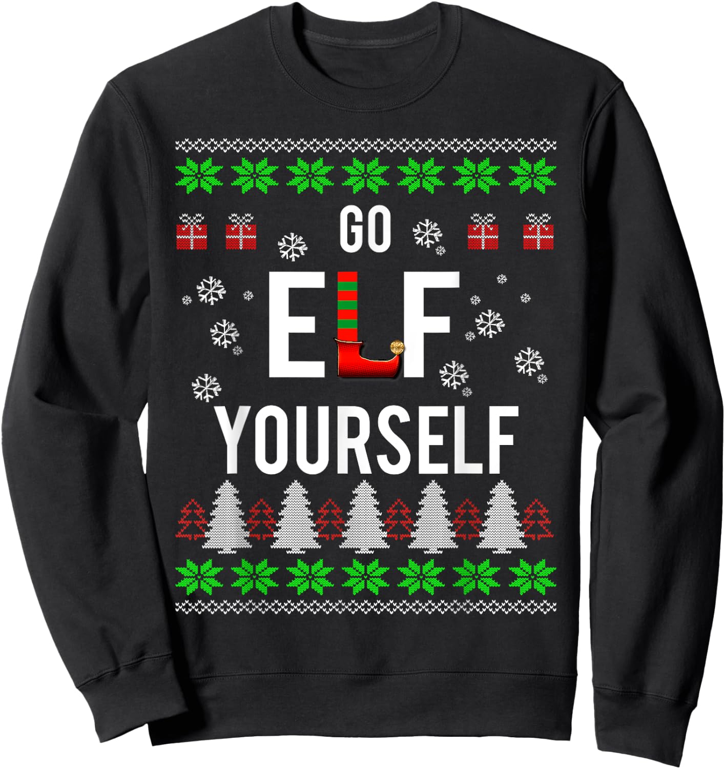 Go ELF Yourself Funny Christmas Holiday Sweatshirt - Sweatshirt | Black
