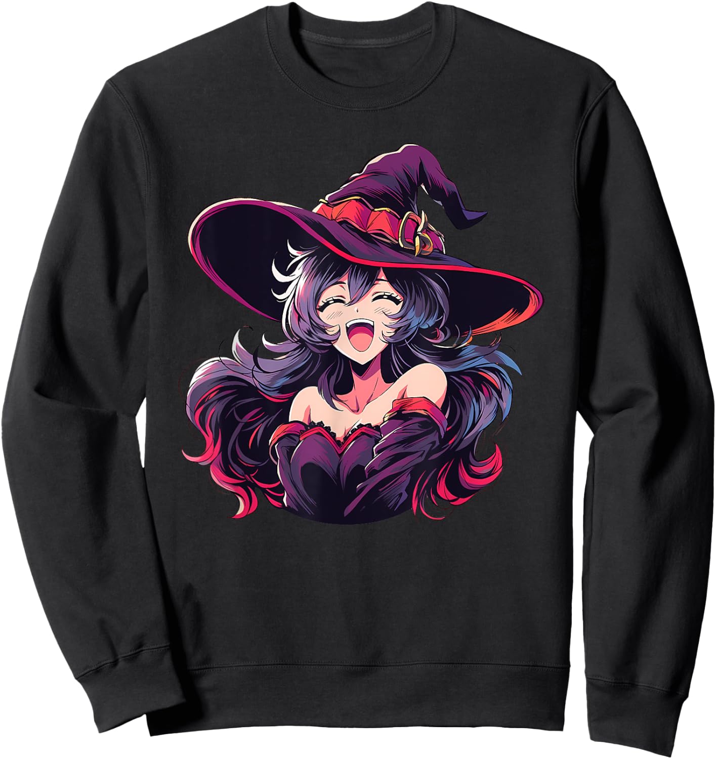 Cute Anime Halloween Witch Japanese Otaku Sweatshirt - Sweatshirt | Black