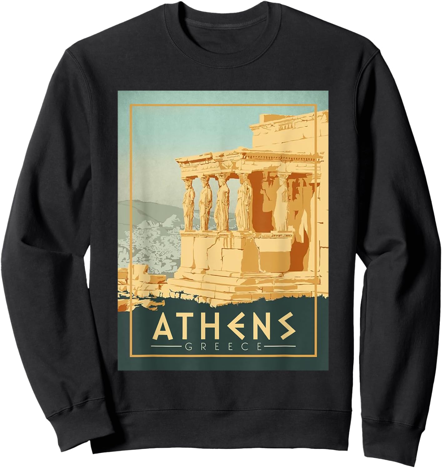 Vintage Athens Ancient Temple Of Athena Greece Souvenir Sweatshirt - Sweatshirt | Black