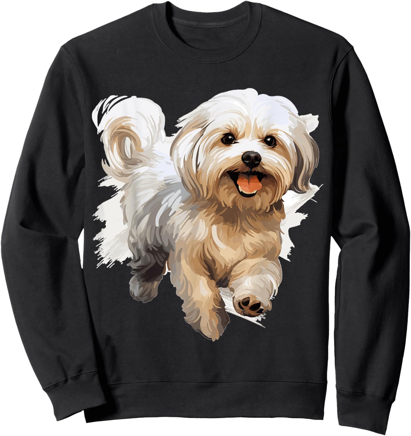 Maltese Dog Breed Pet Cute Graphic Men Women Girls Kids Sweatshirt - Sweatshirt | Black