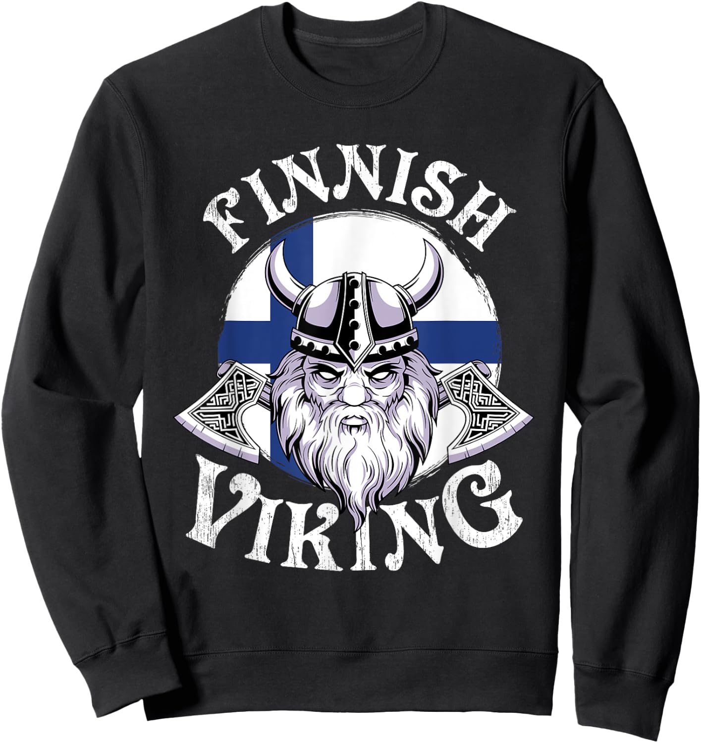 Finnish Viking Funny Finland Flag Norse Vikings Lover Outfit Sweatshirt - Sweatshirt | Black
