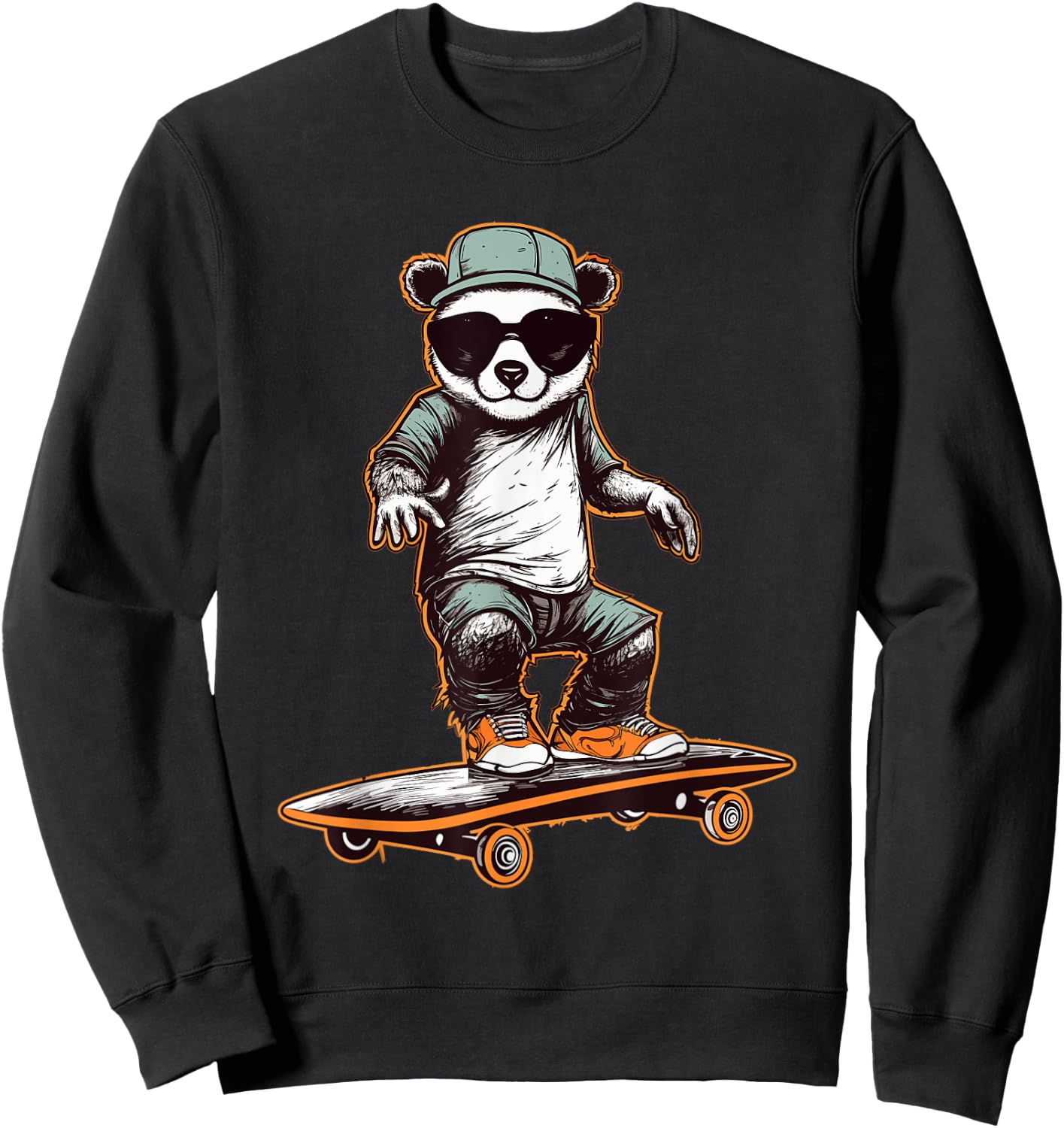 Skateboarding Panda Skater Skateboarder Women Sweatshirt - Sweatshirt | Black