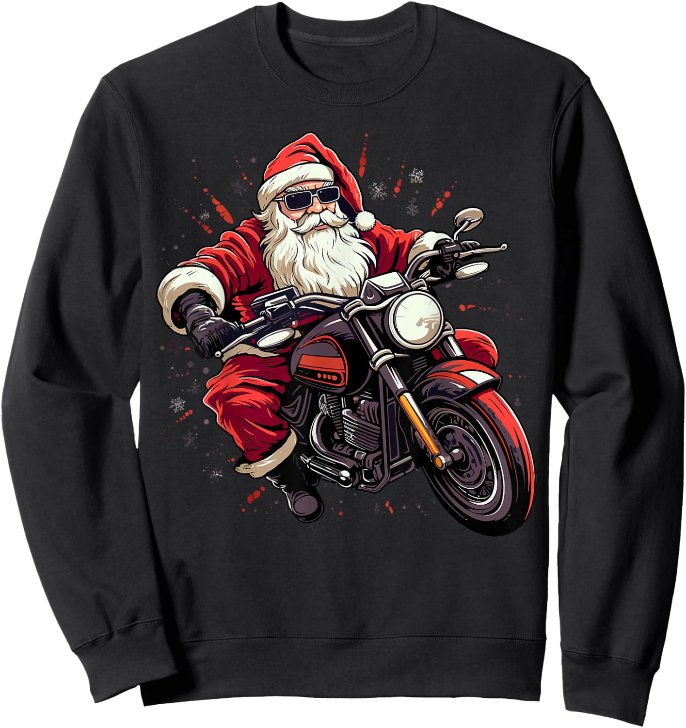 Motorcycle Santa Christmas Rider Xmas Sweatshirt - Sweatshirt | Black