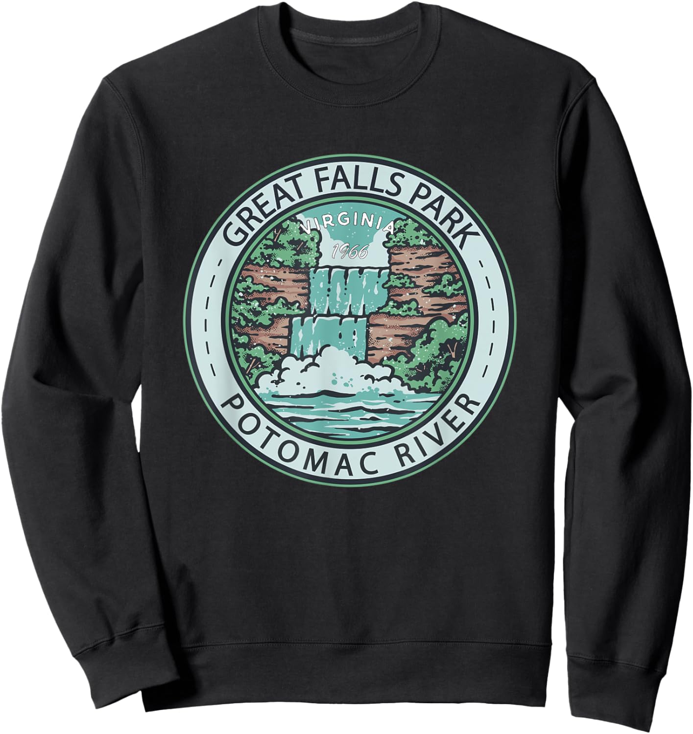 Great Falls Park Virginia Badge Vintage Sweatshirt - Sweatshirt | Black