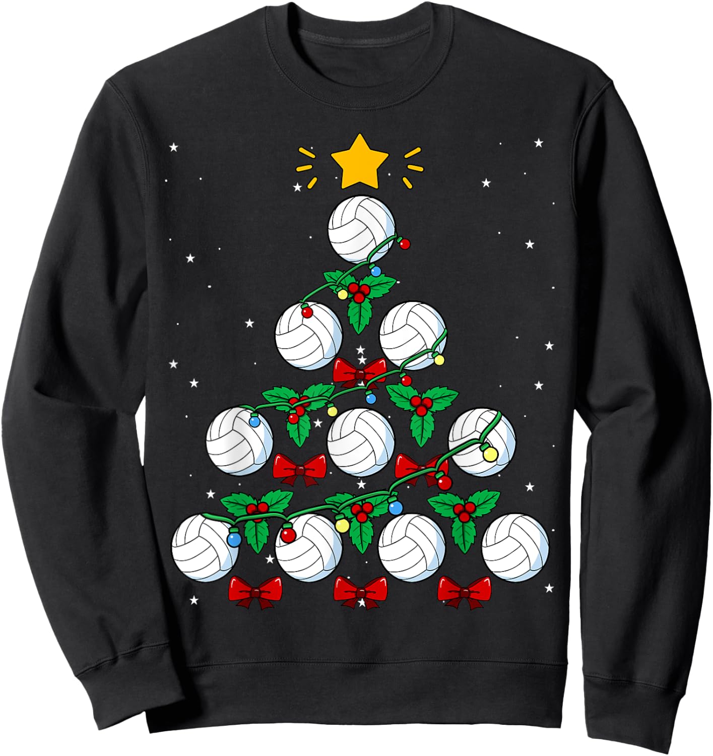 Volleyball Christmas Tree Ball Team Sports Coach Player Game Sweatshirt - Sweatshirt | Black