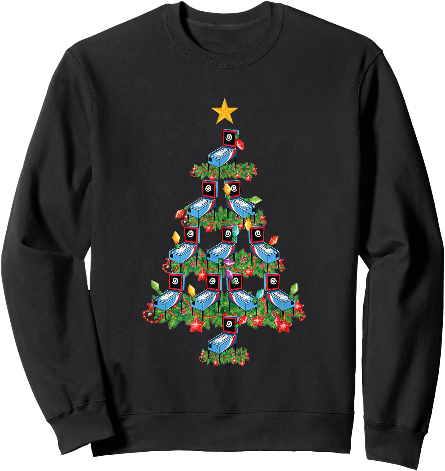 Pinball Machine Retro Arcade Game Gamer Pinball Christmas Sweatshirt - Sweatshirt | Black