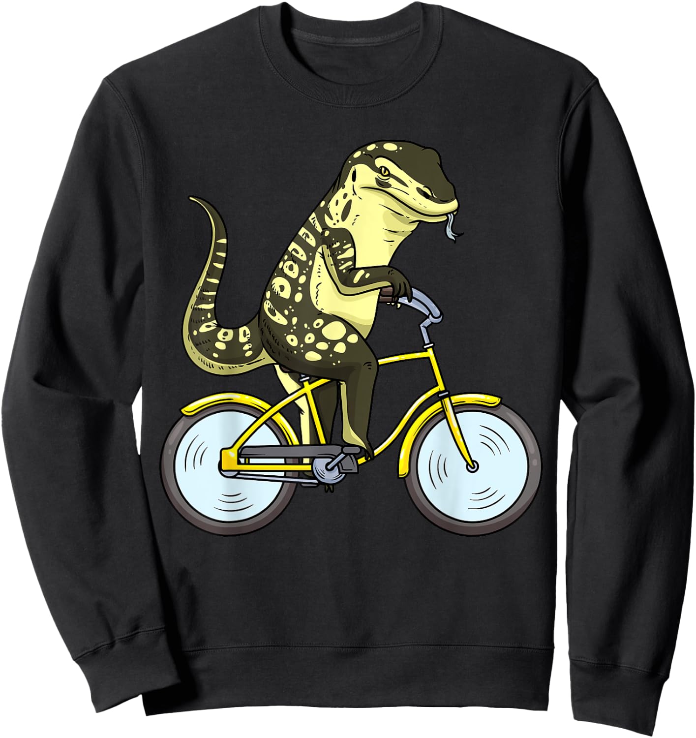 Asian Water Monitor Lizard On Bike Reptile Cyclist Sweatshirt - Sweatshirt | Black