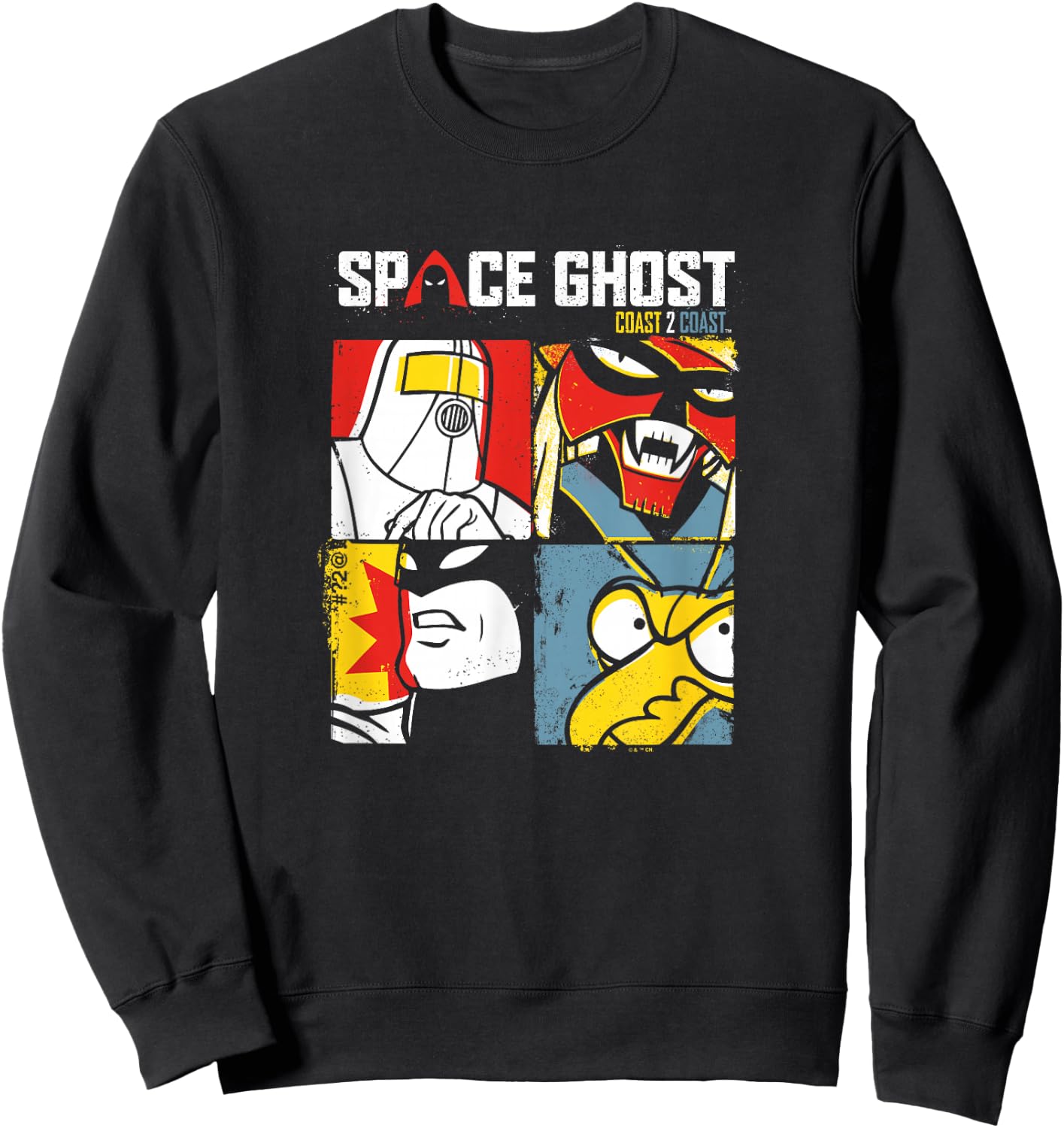 Space Ghost Coast to Coast Vintage Villains Faded Box Ups Sweatshirt - Sweatshirt | Black