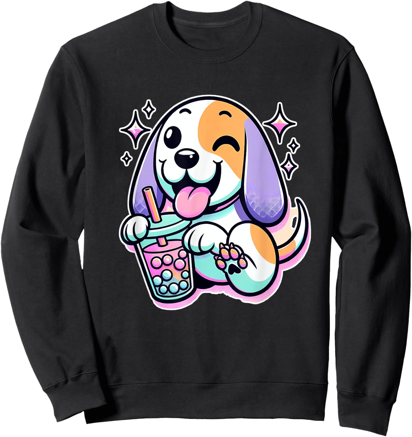 Pastel Goth Treeing Walker Coonhound Dog Bubble Tea Women Kids Sweatshirt - Sweatshirt | Black