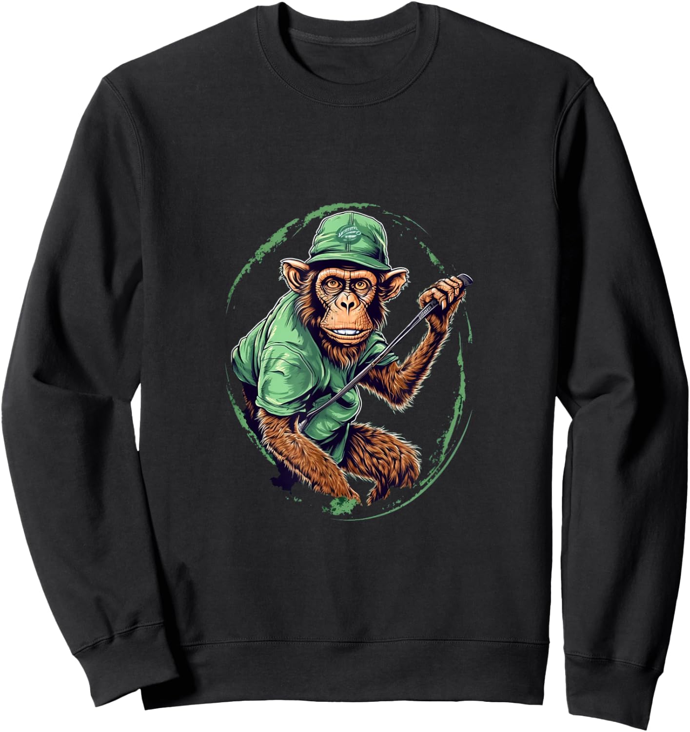 Golfer Monkey Golf Club Golf Player Golfing Ape Primate Sweatshirt - Sweatshirt | Black
