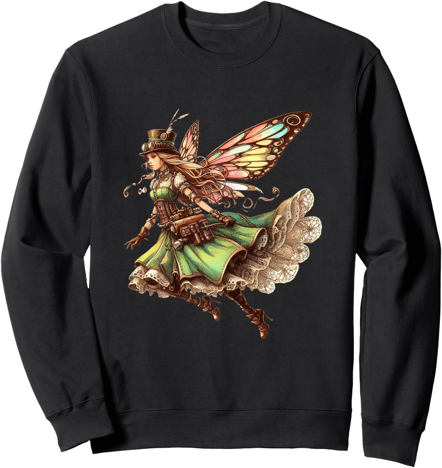 Lovely Steampunk Fairy Sweatshirt - Sweatshirt | Black