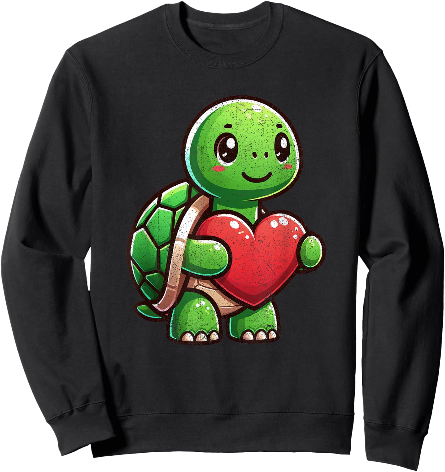 Valentines Turtle Heart Lover Funny Boys Girls Kids Men Sweatshirt - Sweatshirt | Black