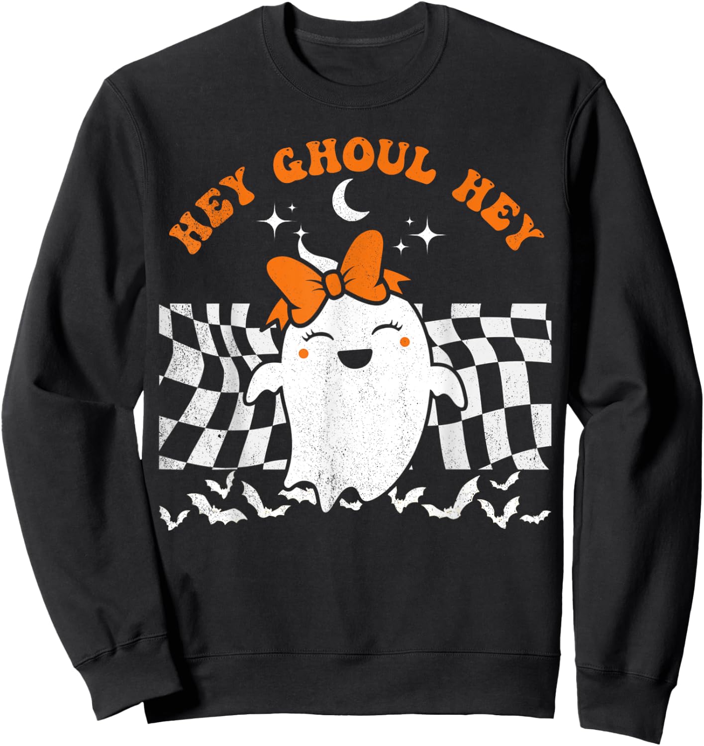 Hey Ghoul Hey Ghost Halloween Funny Pun Spooky Vintage Sweatshirt - Sweatshirt | Black