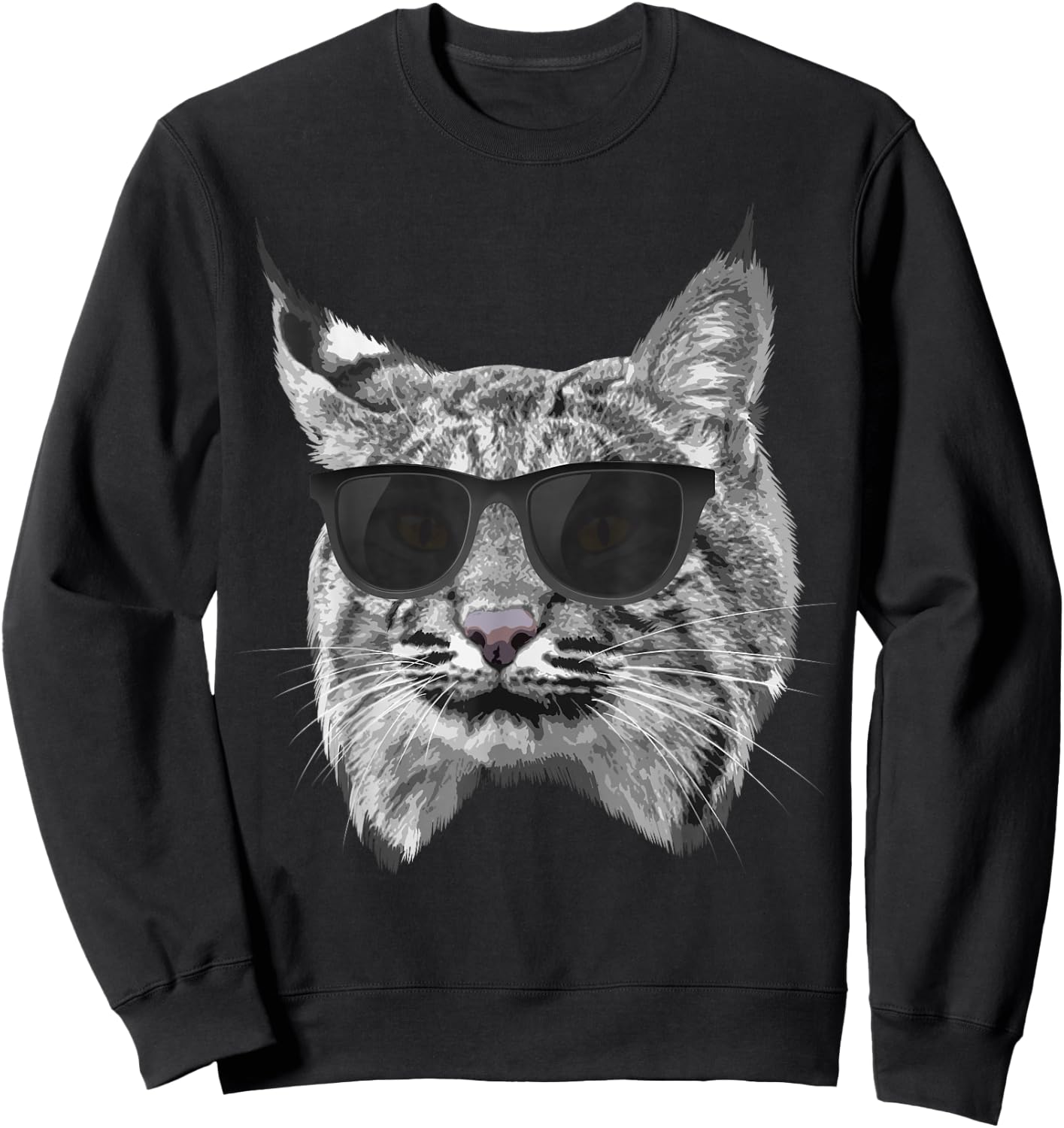 Cool Bobcat Women Bobcats Sunglasses Animal Lover Sweatshirt - Sweatshirt | Black