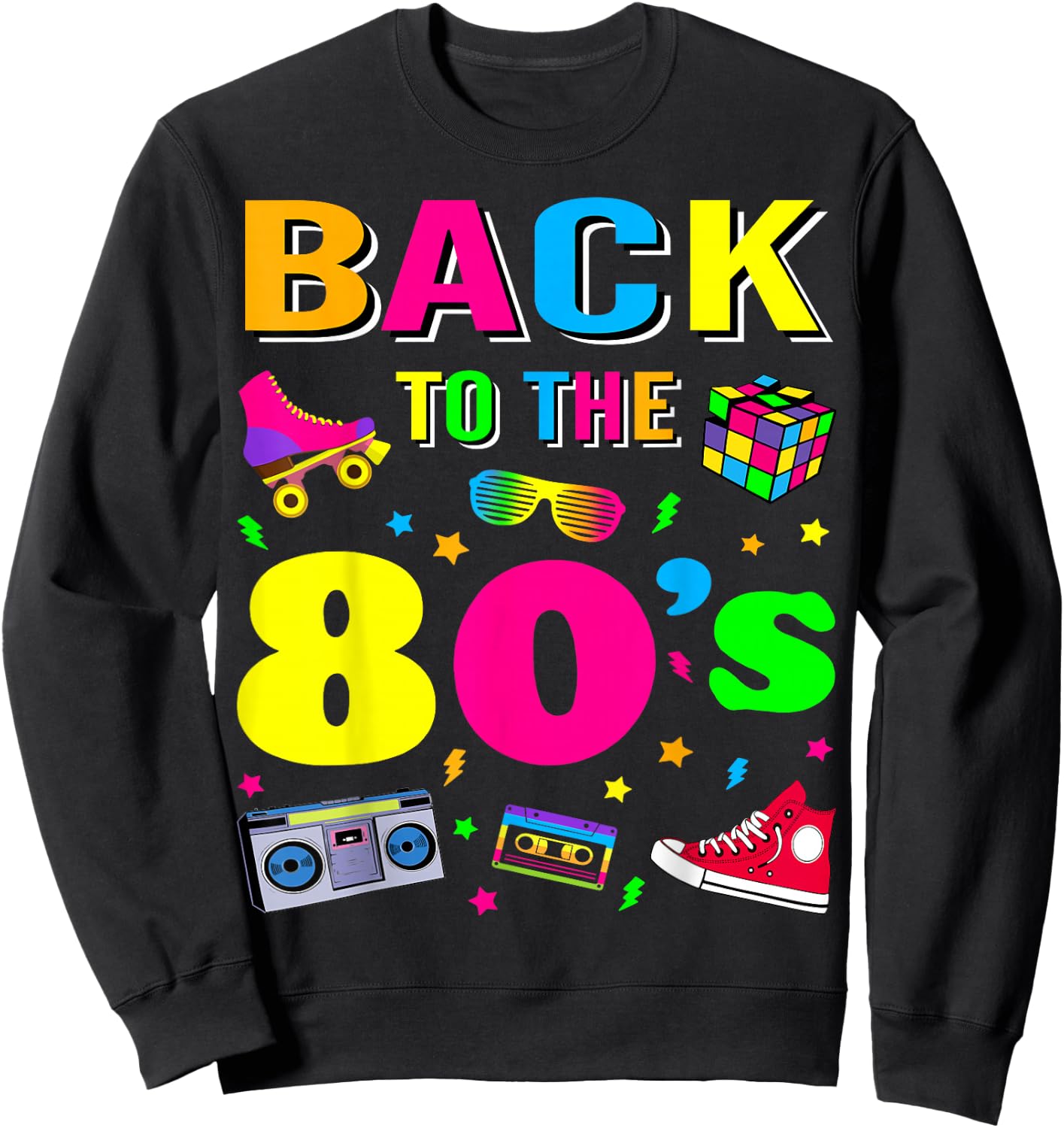 80s Retro Motto I Love 80's Sweatshirt - Sweatshirt | Black