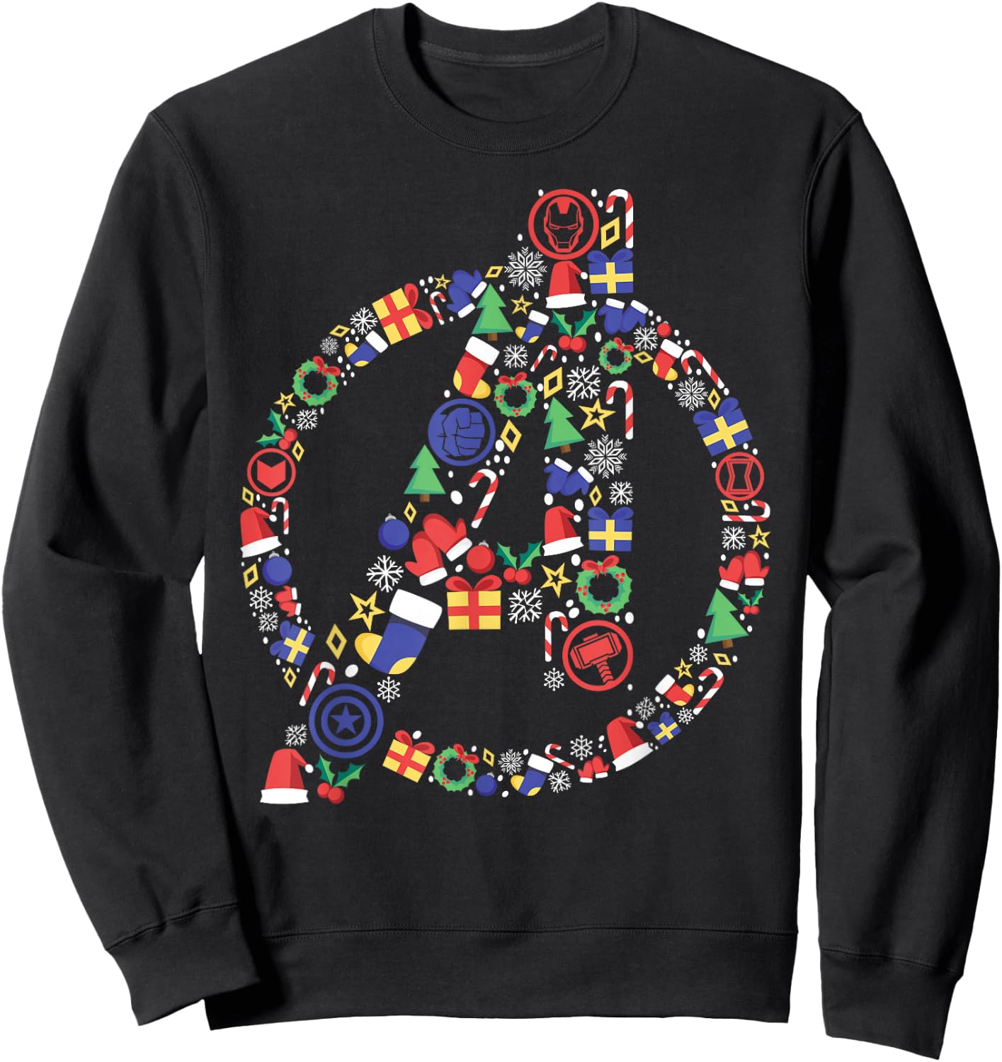 Marvel Avengers A Logo Symbol Holiday Christmas Icons Sweatshirt - Sweatshirt | Black