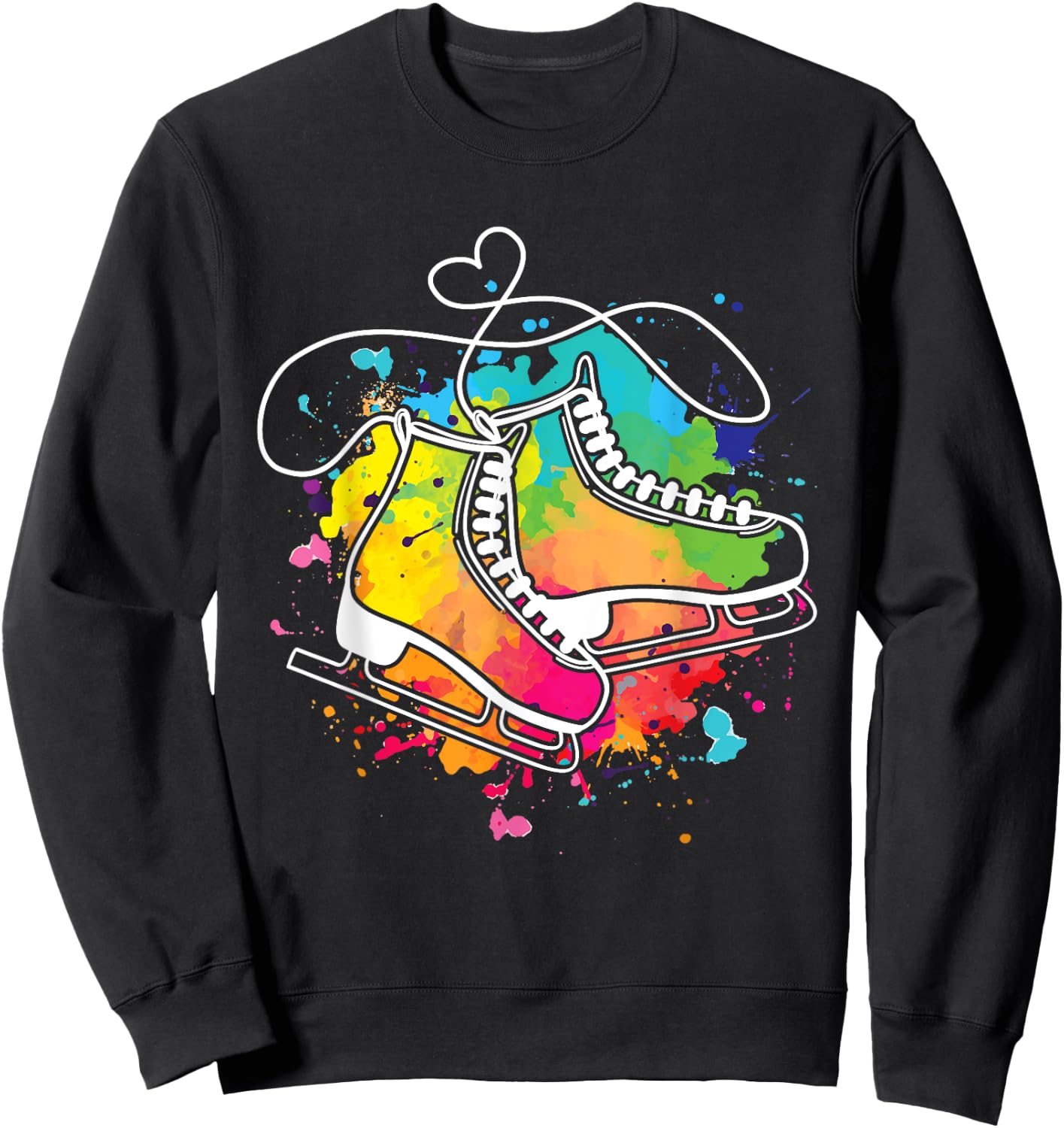 Ice Skating Shoes - Heart Figure Skater Roller Skates Winter Sweatshirt - Sweatshirt | Black