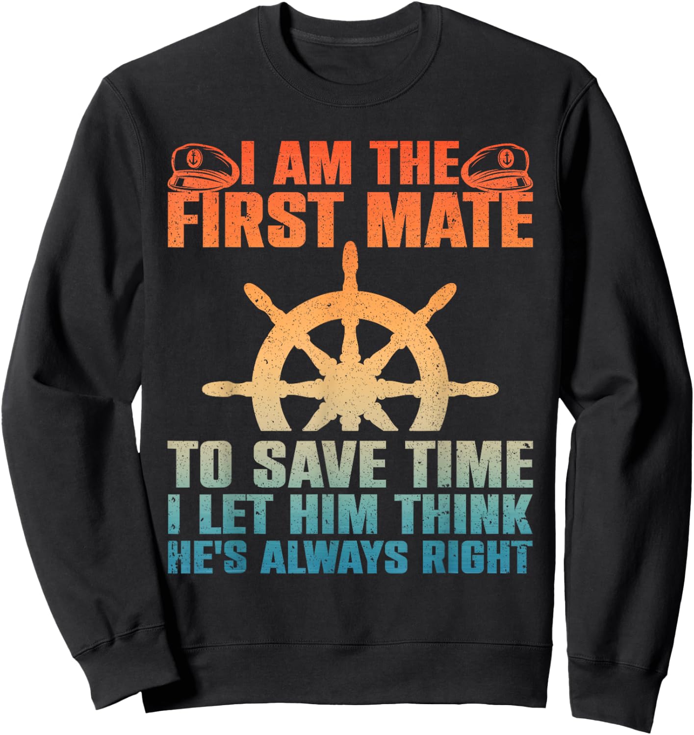 Funny First Mate Women Pontoon Boat Captain Boating Sweatshirt - Sweatshirt | Black