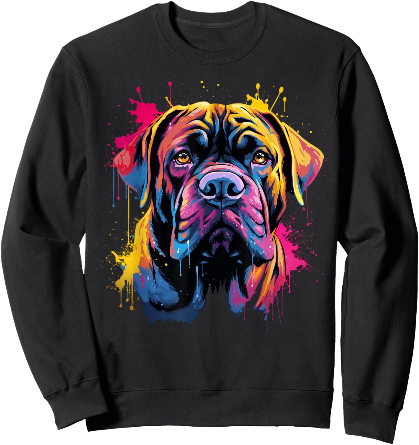 Cute Mastiff Dog on painted Mastiff Women Kids Sweatshirt - Sweatshirt | Black
