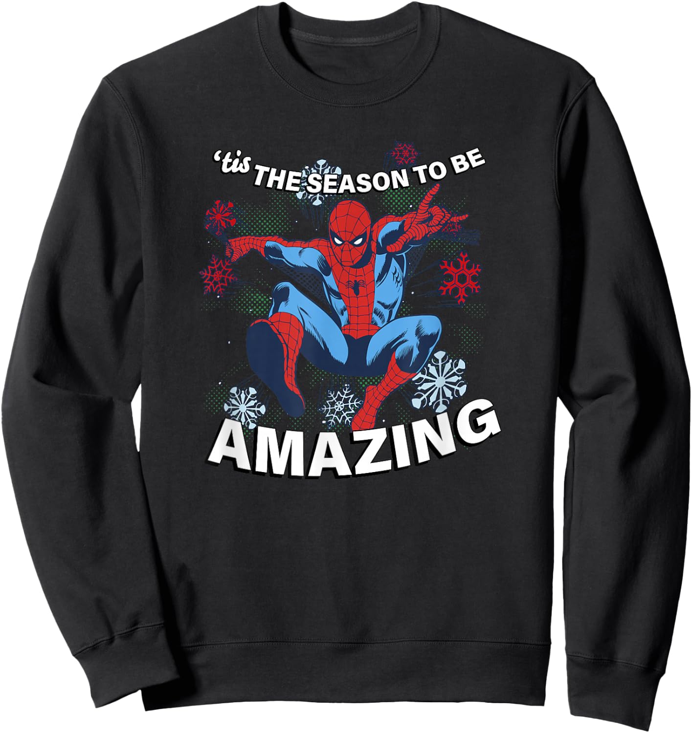 Marvel Christmas Spider-Man 'Tis The Season To Be Amazing Sweatshirt - Sweatshirt | Black