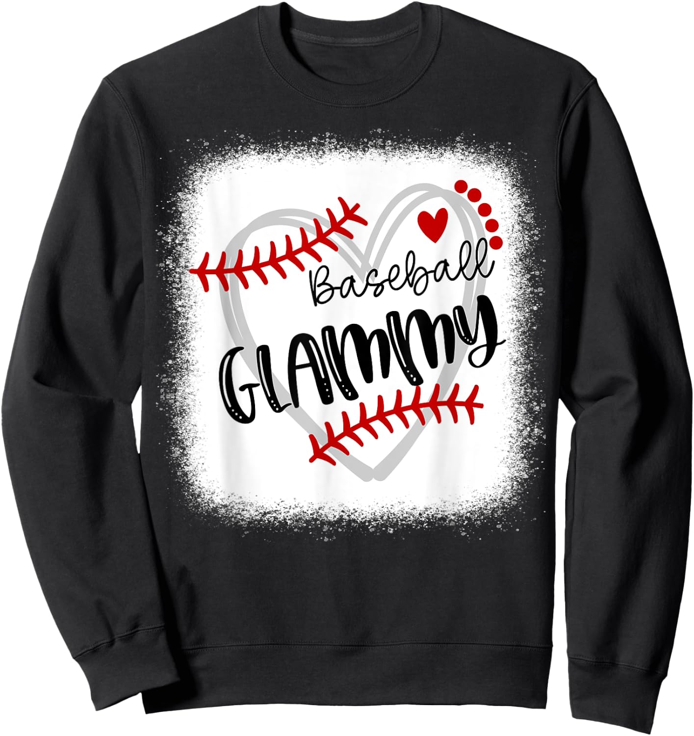 Personalized Baseball Heart Cute Glammy Women Baseball Sweatshirt - Sweatshirt | Black
