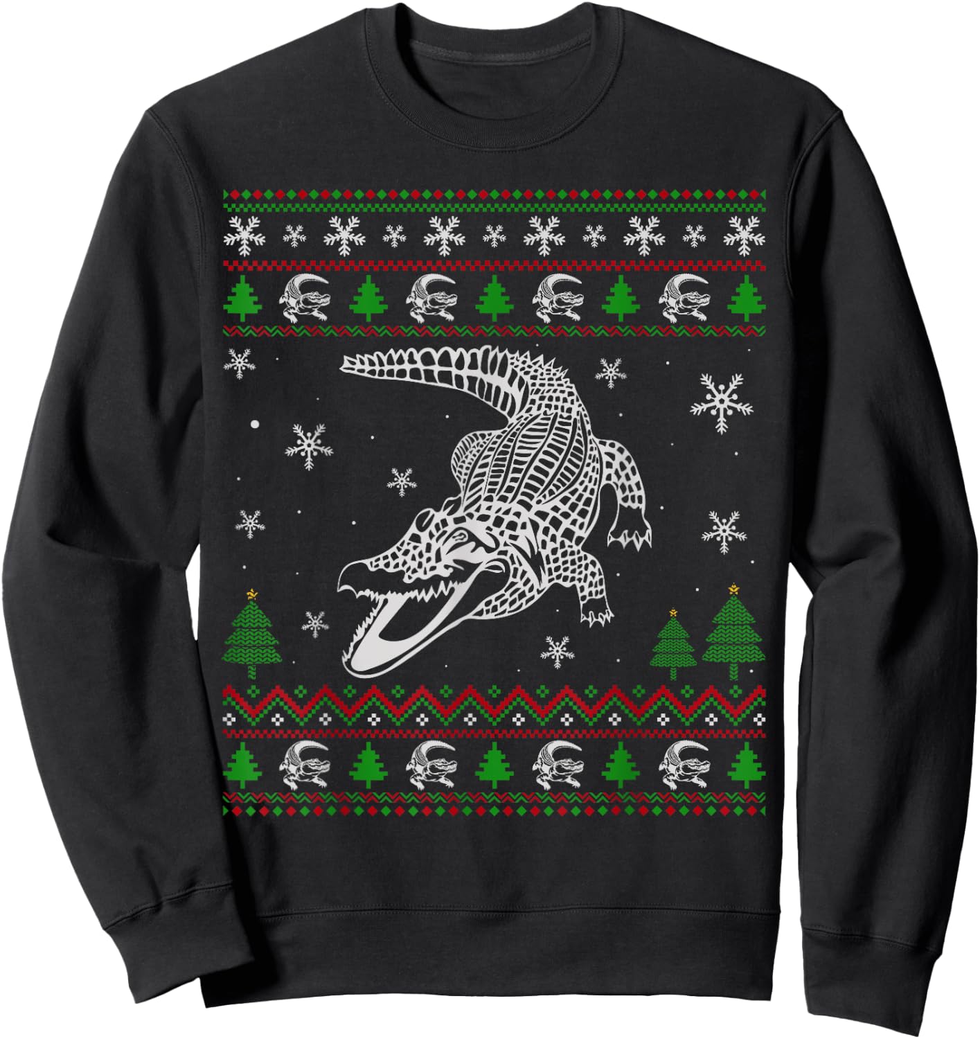 Ugly Christmas Sweater for Alligator Lovers Funny Ugly Sweatshirt - Sweatshirt | Black