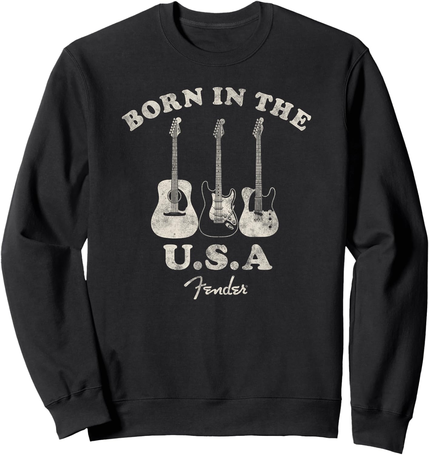 Fender Guitar Born in the USA Centered Sweatshirt - Sweatshirt | Black