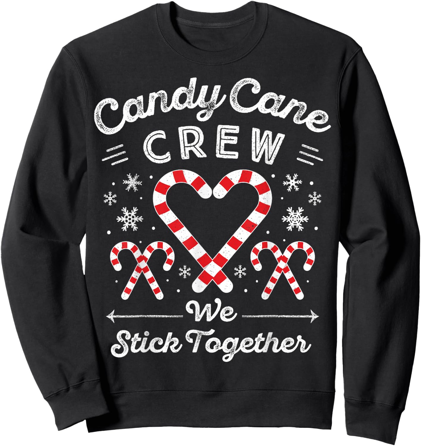 Christmas Candy Cane Heart Holiday Family Matching Pajama PJ Sweatshirt - Sweatshirt | Black