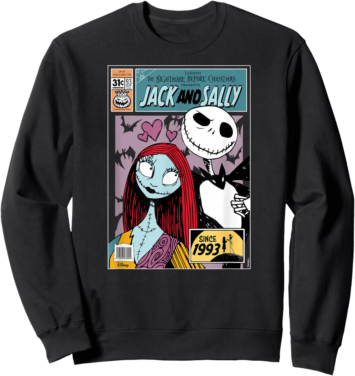 The Nightmare Before Christmas - Jack and Sally Sweatshirt - Sweatshirt | Black