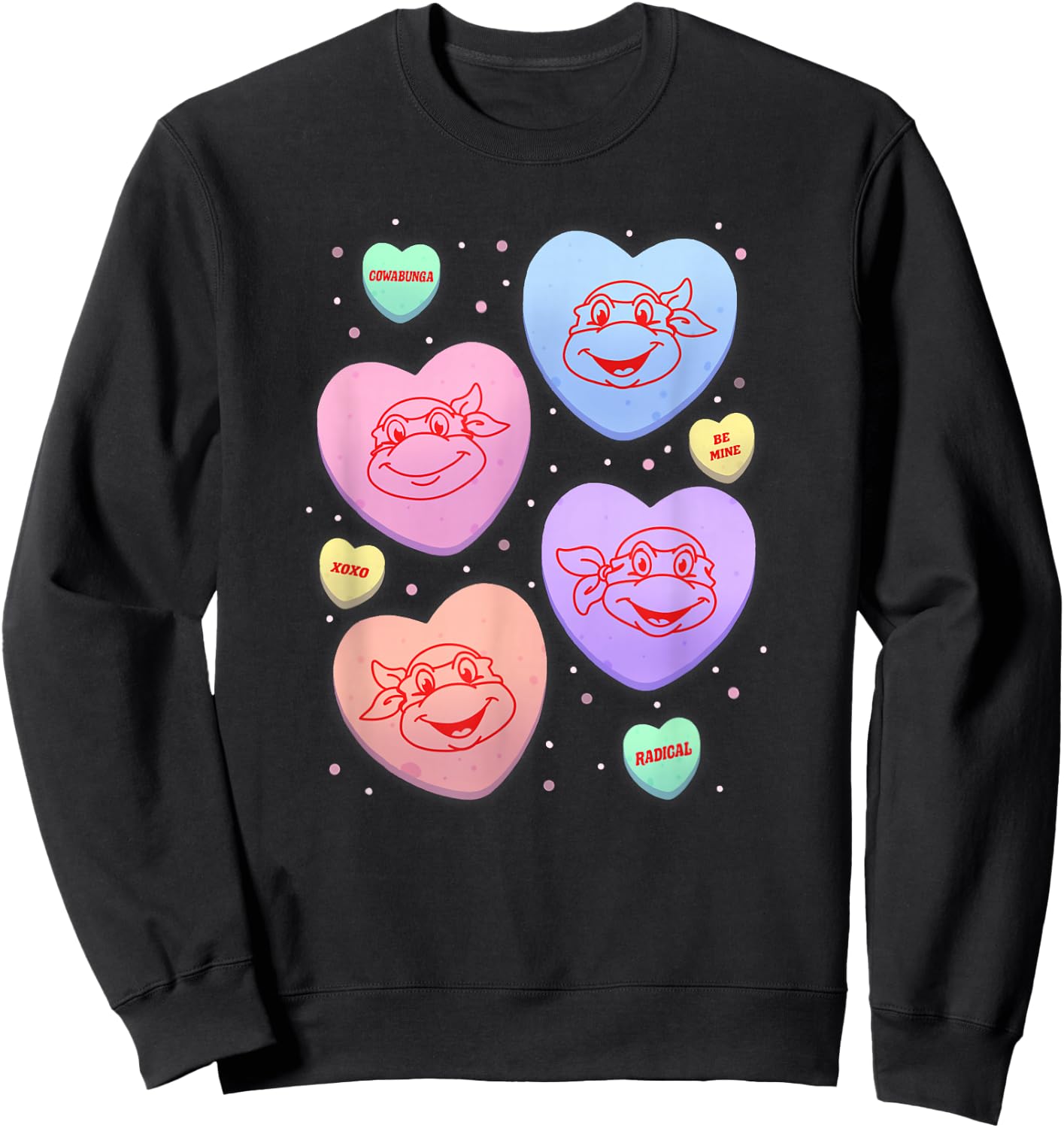 Teenage Mutant Ninja Turtles Valentine's Day Candy Hearts Sweatshirt - Sweatshirt | Black