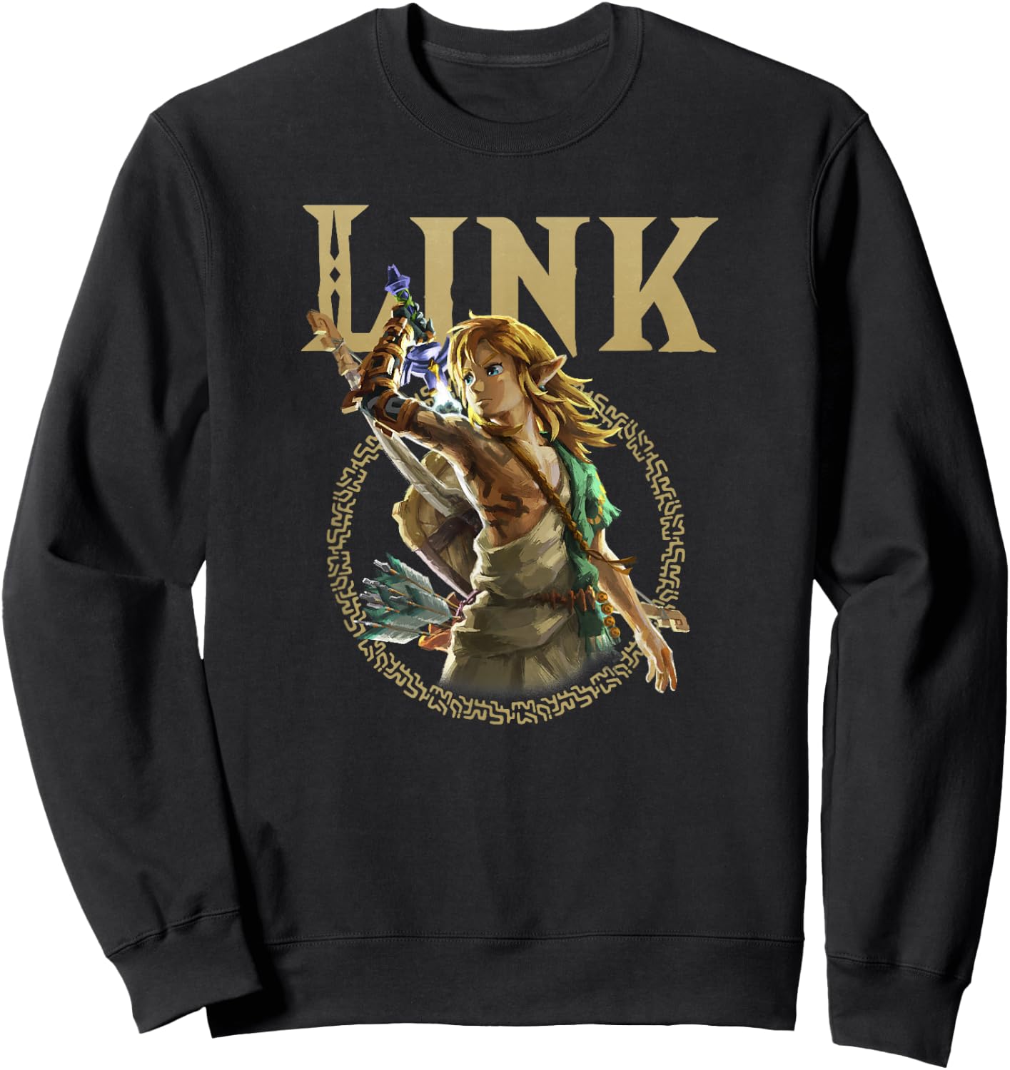 The Legend of Zelda Tears of The Kingdom Link Circle Logo Sweatshirt - Sweatshirt | Black
