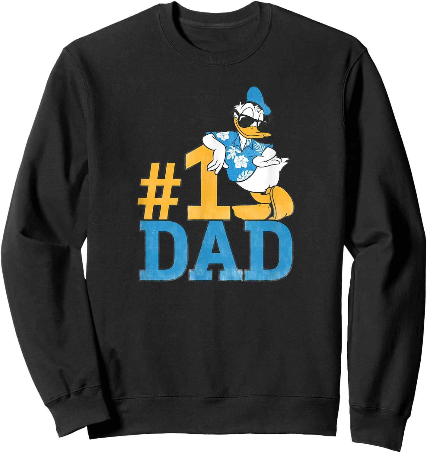 Disney Donald Duck Number One Dad Sunglasses Father's Day Sweatshirt - Sweatshirt | Black