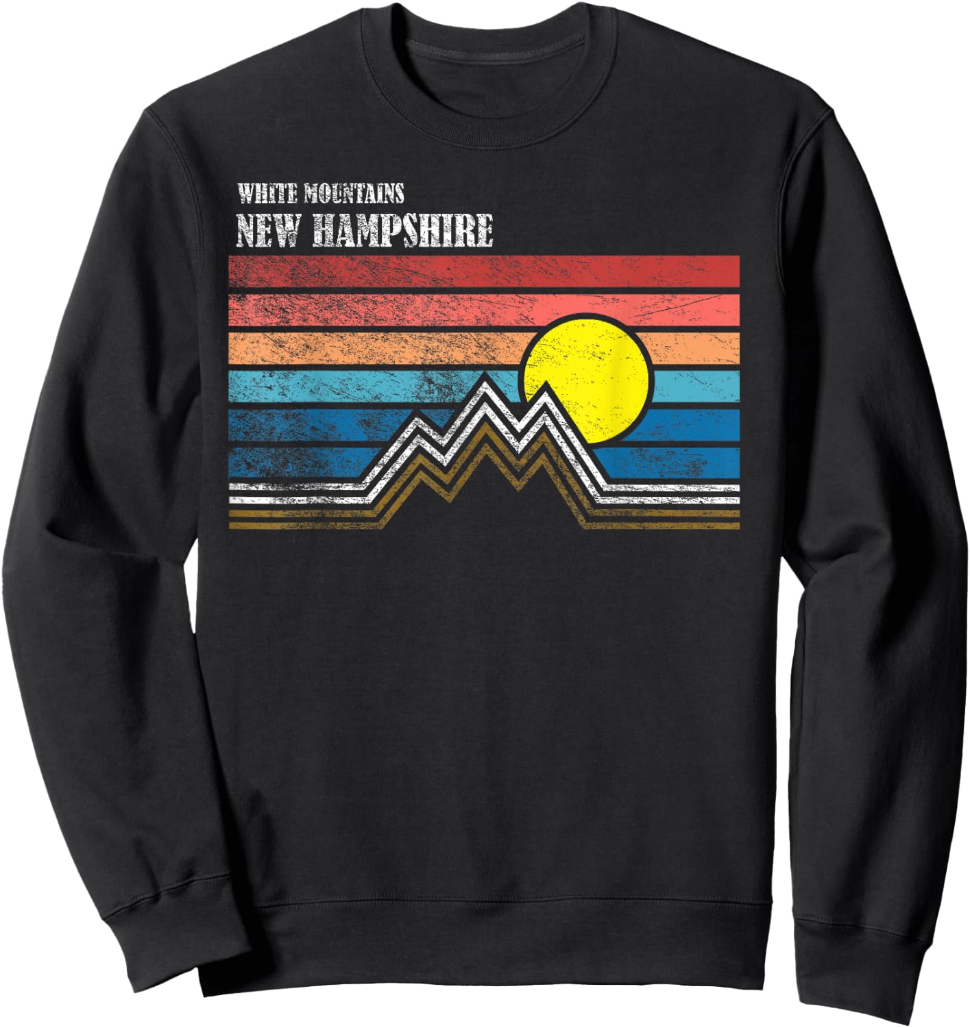Retro White Mountains NH Sweatshirt - Sweatshirt | Black