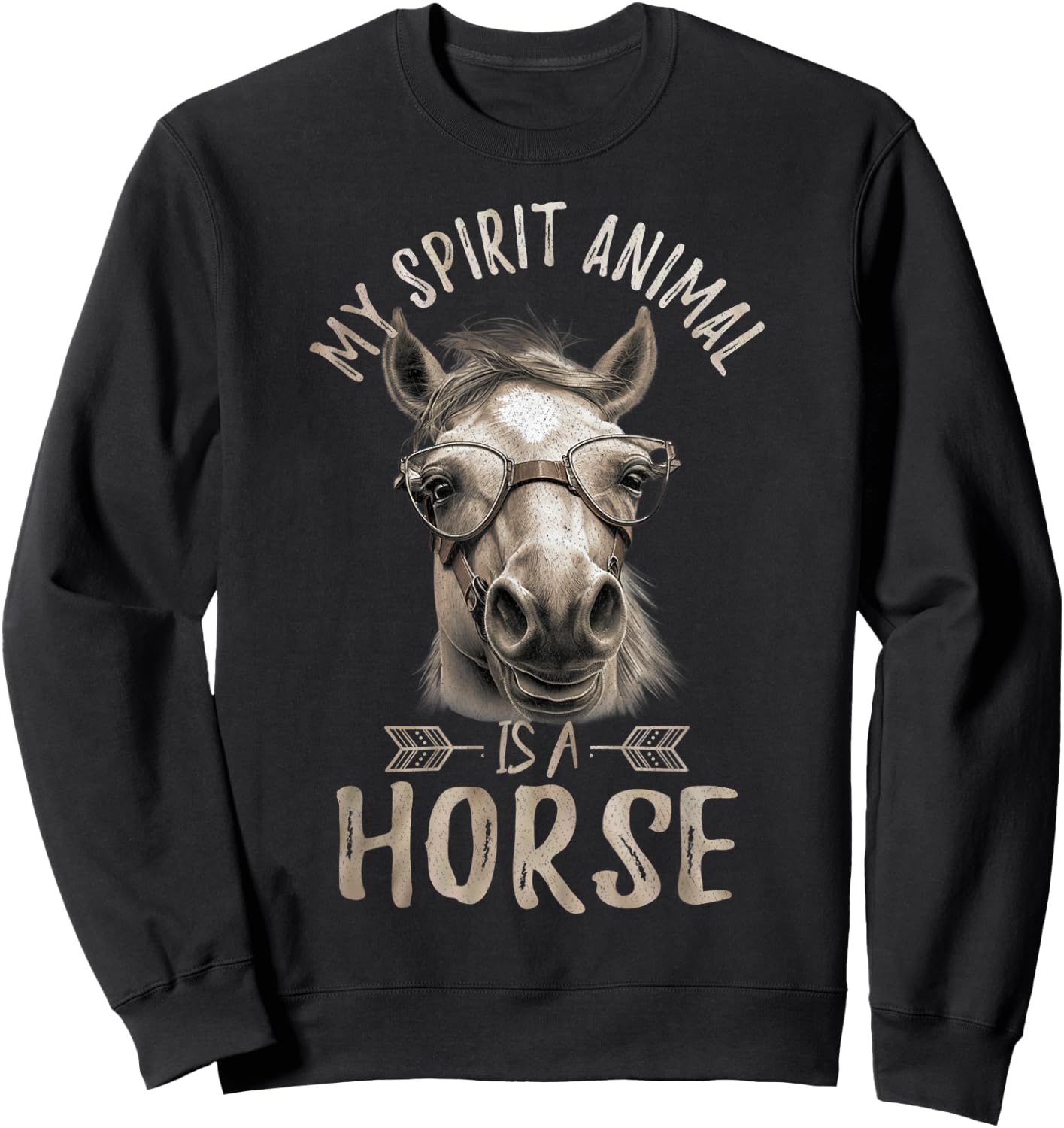 Vintage My Spirit Animal Is A Horse, Horseback Riding Sweatshirt - Sweatshirt | Black
