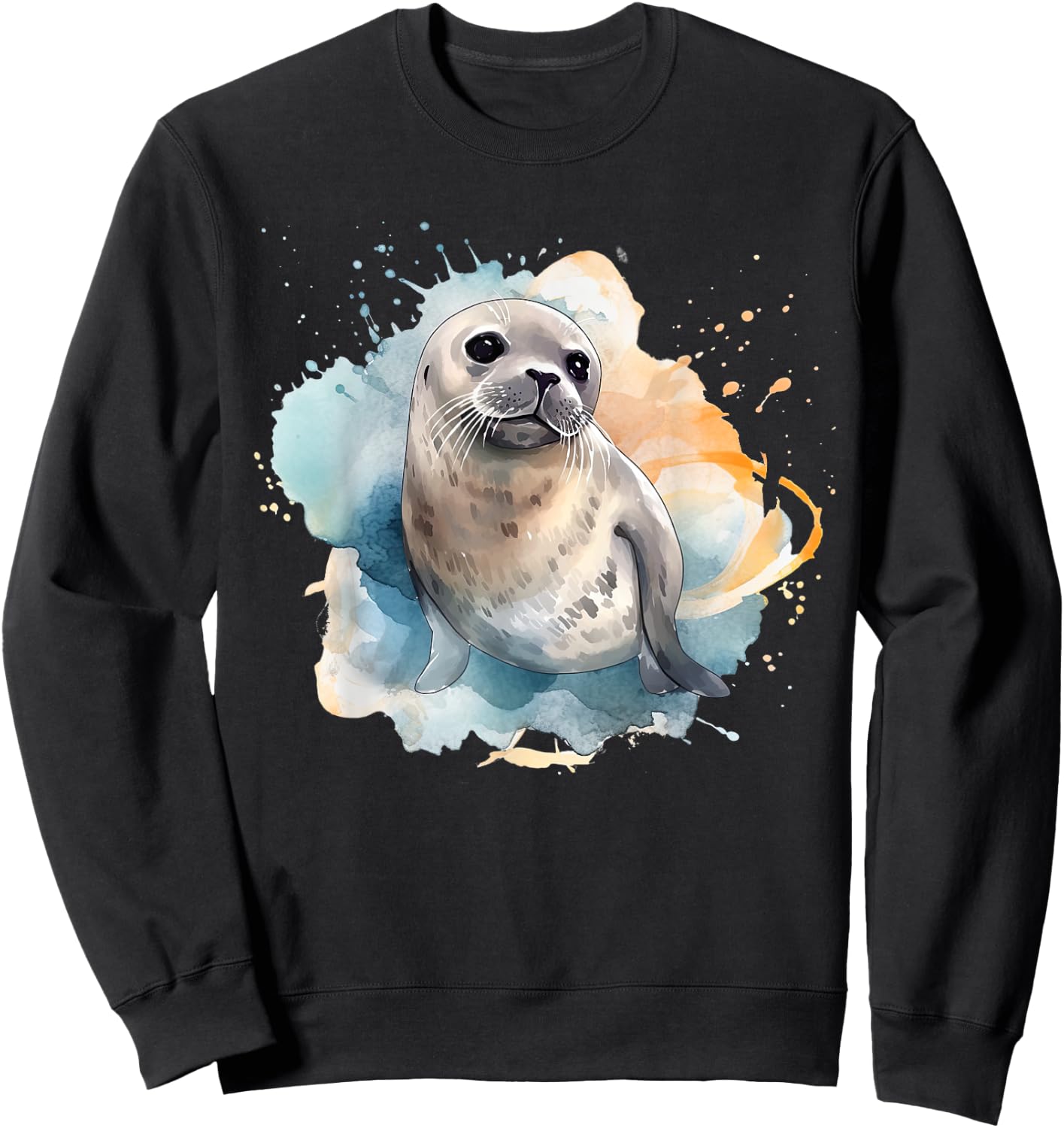 Seal Watercolor Sea Lion Sweatshirt - Sweatshirt | Black