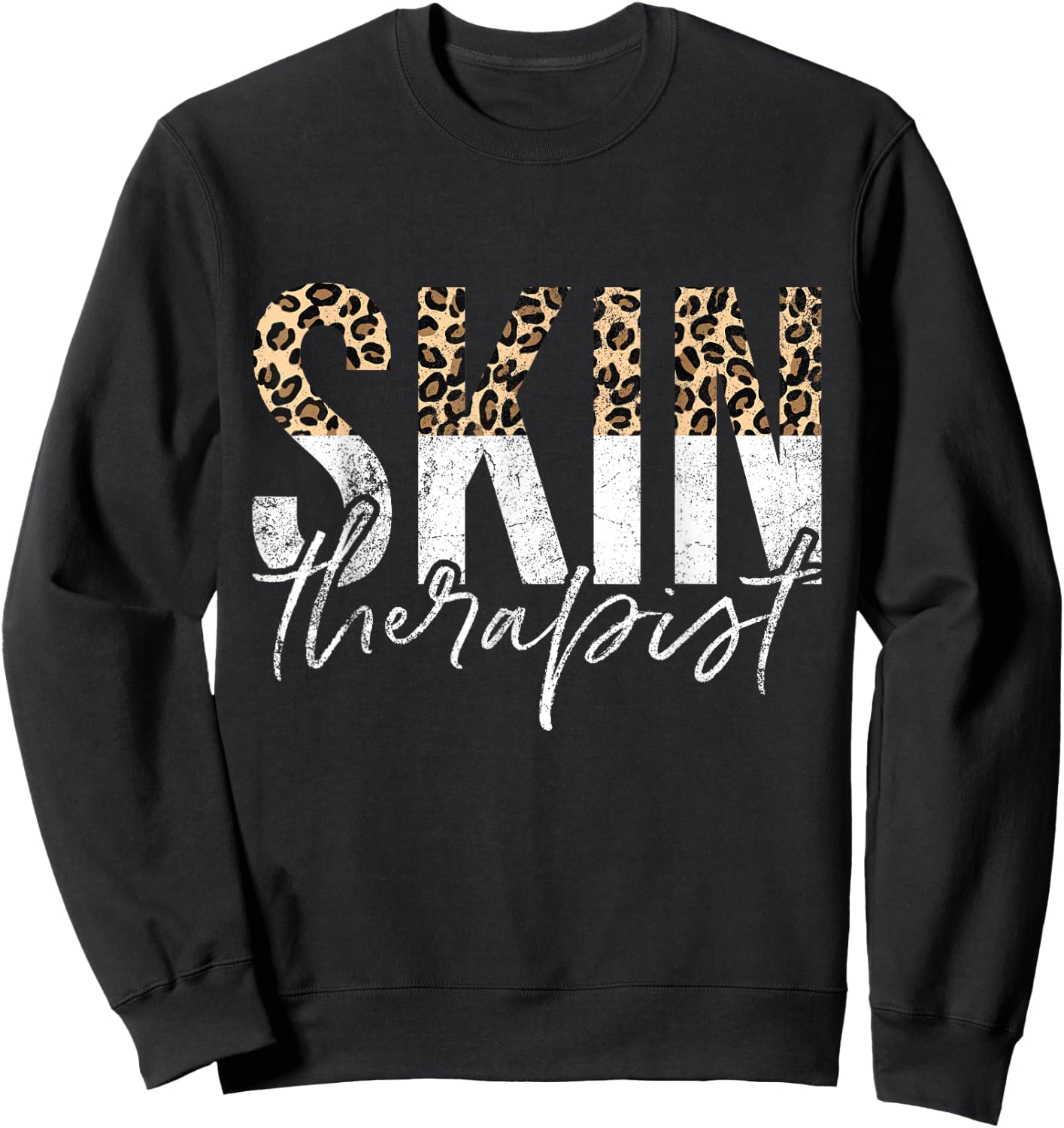 Vintage Skin Therapist Skincare Leopard Skin Esthetician Sweatshirt - Sweatshirt | Black