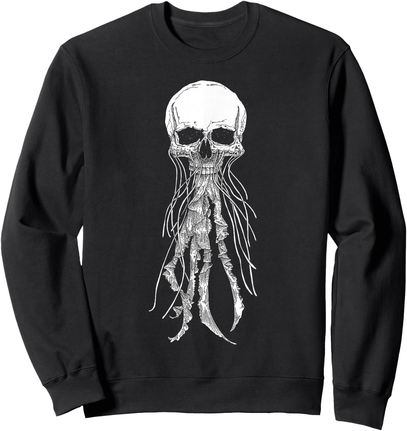 Skeleton Skull Scary jellyfish Halloween Rock n Roll Sweatshirt - Sweatshirt | Black