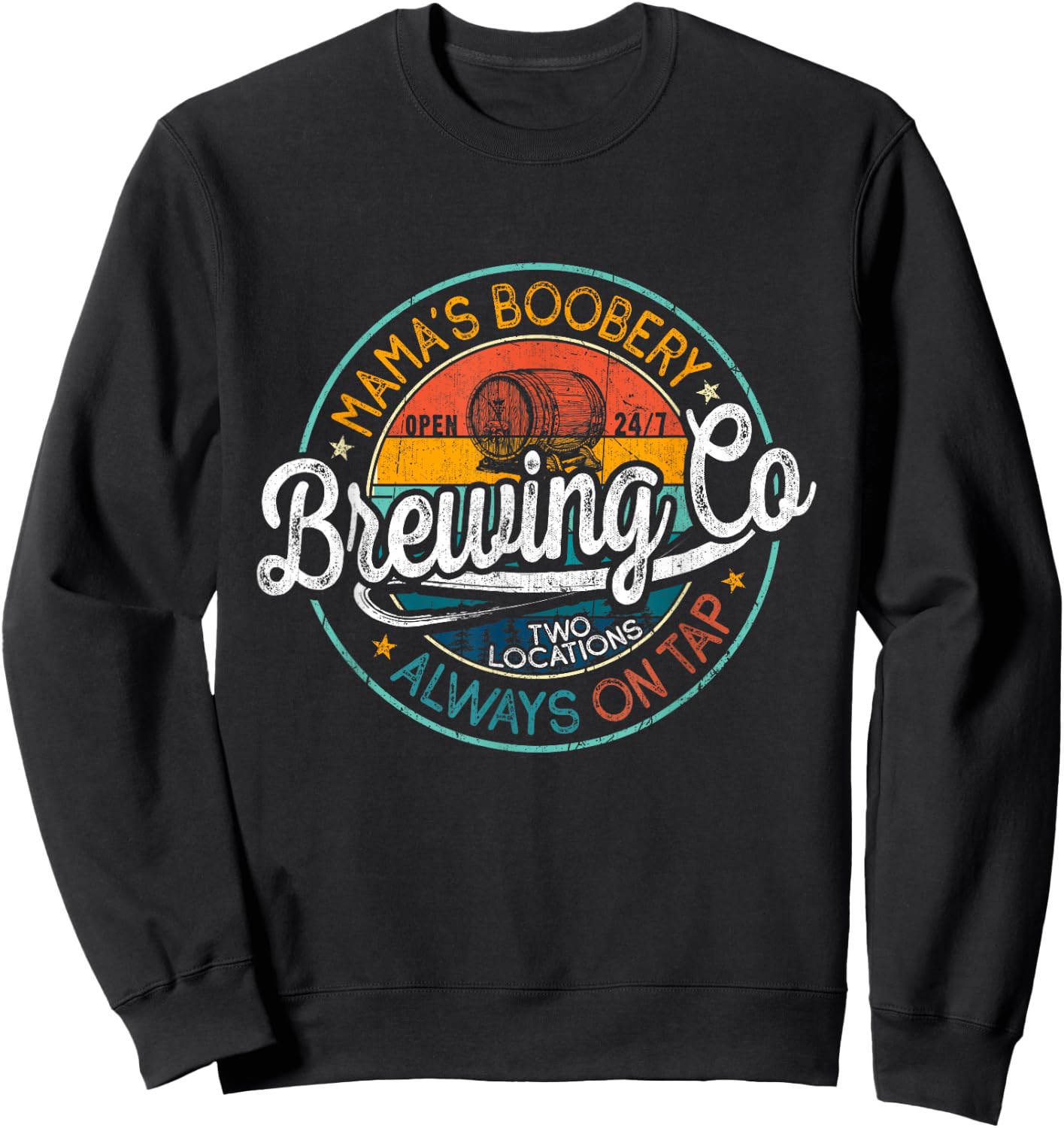 Mama Boobery Breastfeeding Brewery Retro New Mom Brewing Co Sweatshirt - Sweatshirt | Black