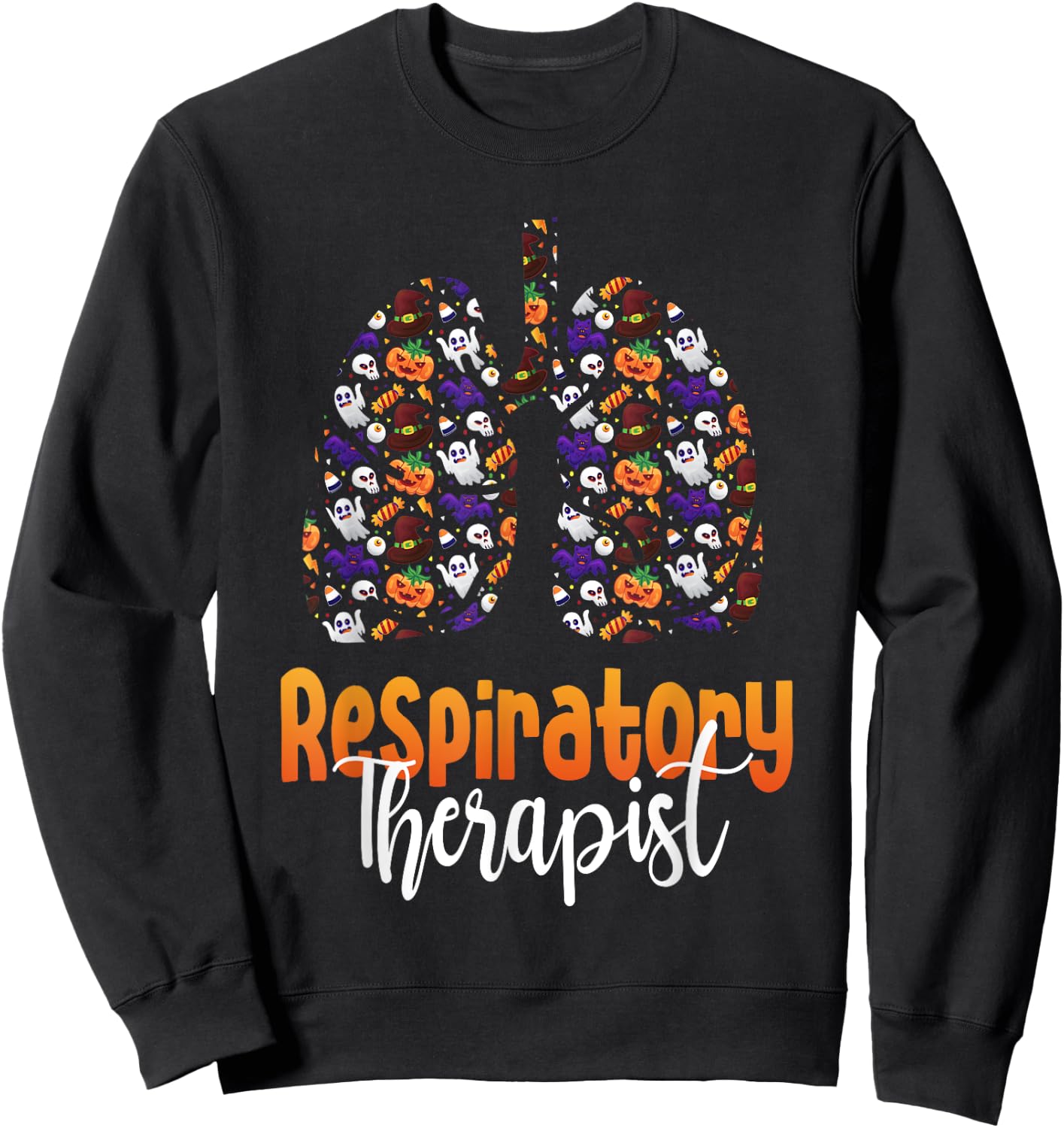 Spooky Respiratory Therapist Halloween Respiratory Therapy Sweatshirt - Sweatshirt | Black