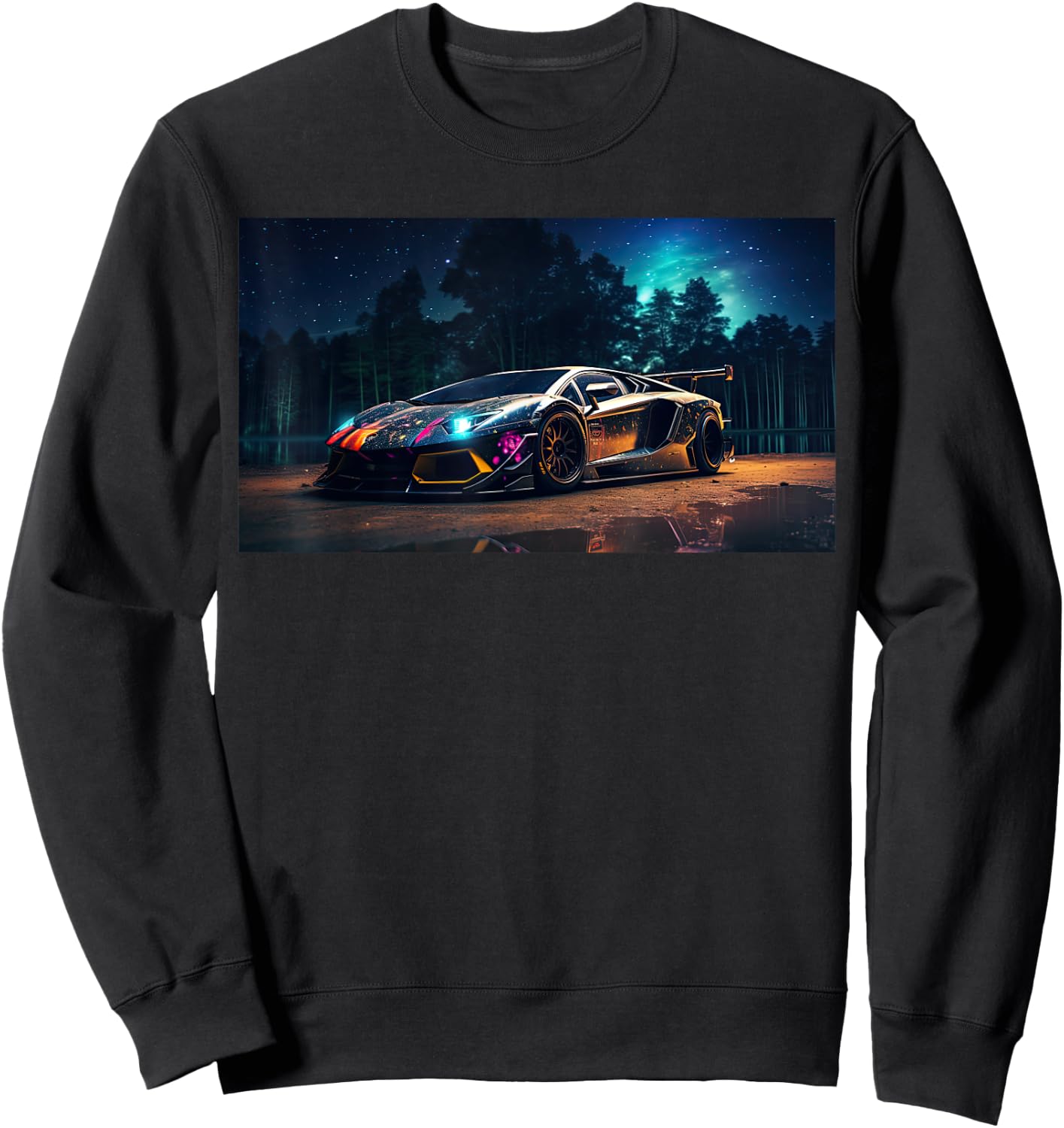 Exotic Supercar Night Racecar Tuning Drift Sweatshirt - Sweatshirt | Black