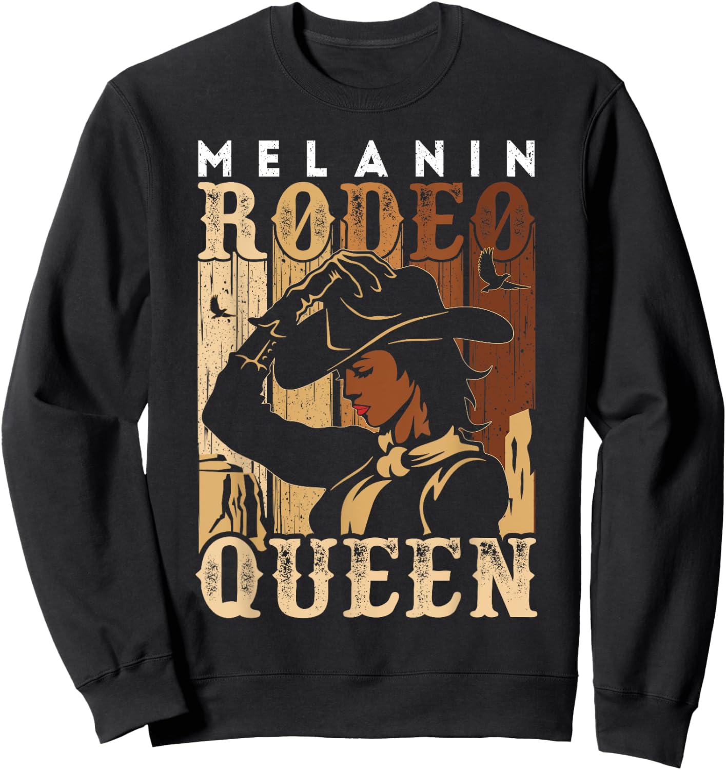 Melanin Rodeo Queen Country Woman African American Cowgirl Sweatshirt - Sweatshirt | Black