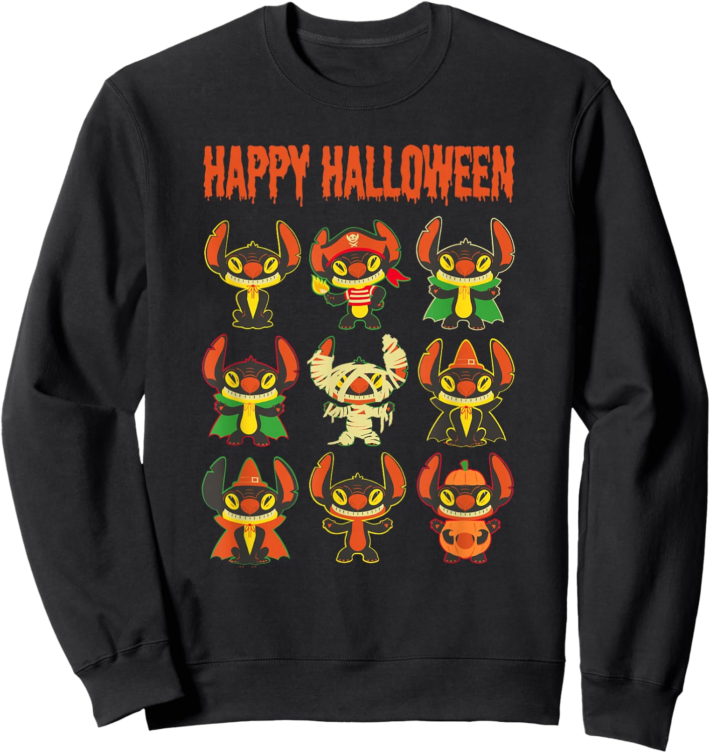 Disney Lilo & Stitch Halloween Stitch Costume Stack Sweatshirt - Sweatshirt | Black